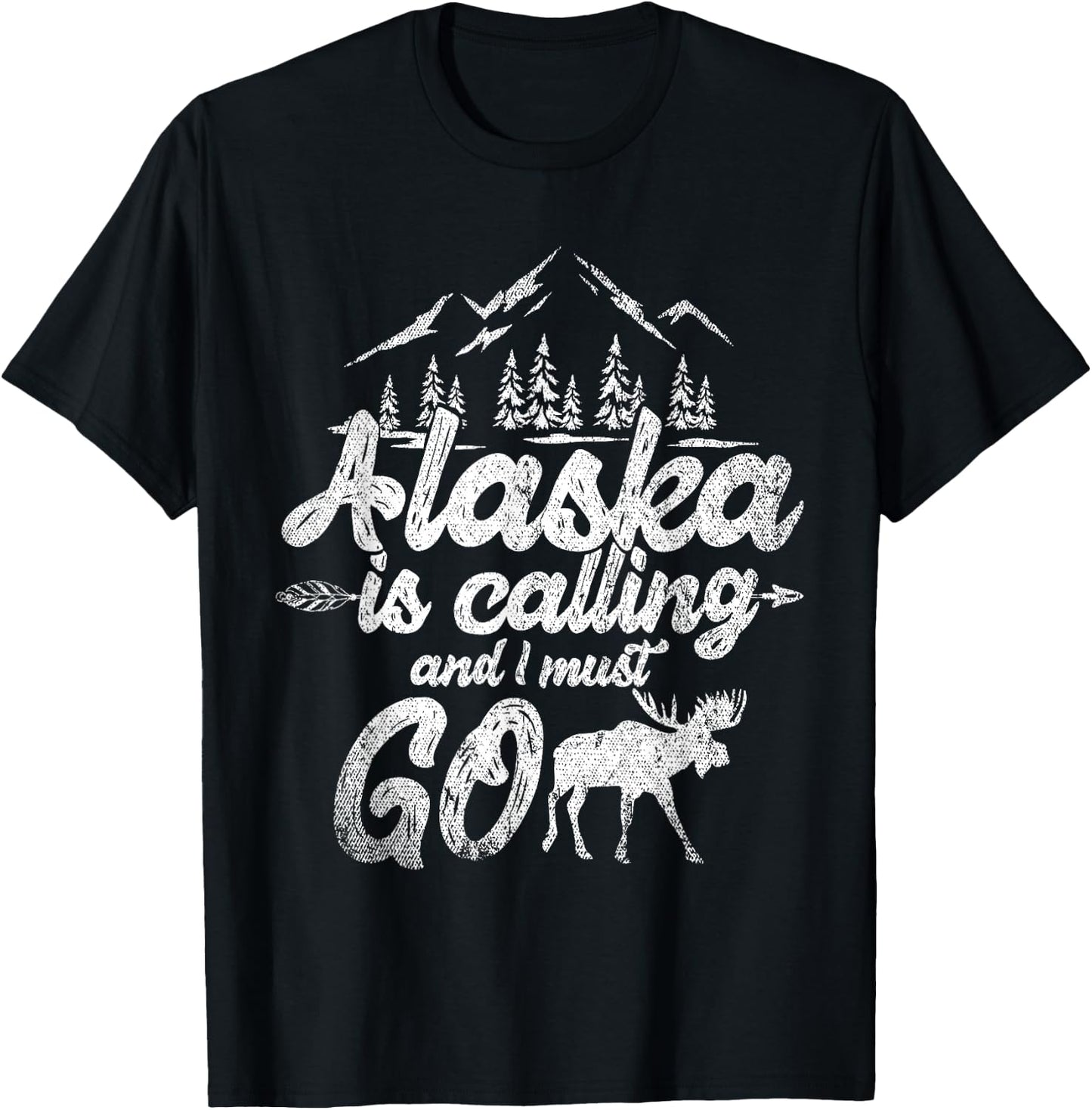 Mountain Hiking Nature Forest Animal Elk Funny Alaska T-Shirt - T-Shirt | Black