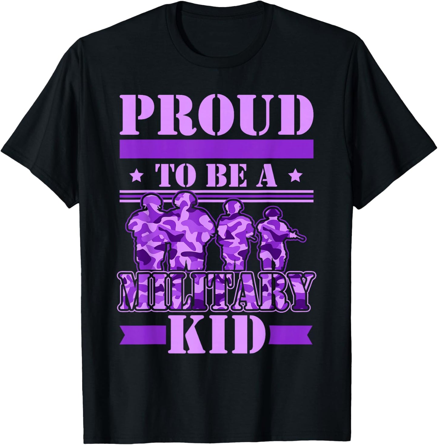 Proud To Be A Military Kid Military Child Month Kids T-Shirt - T-Shirt | Black