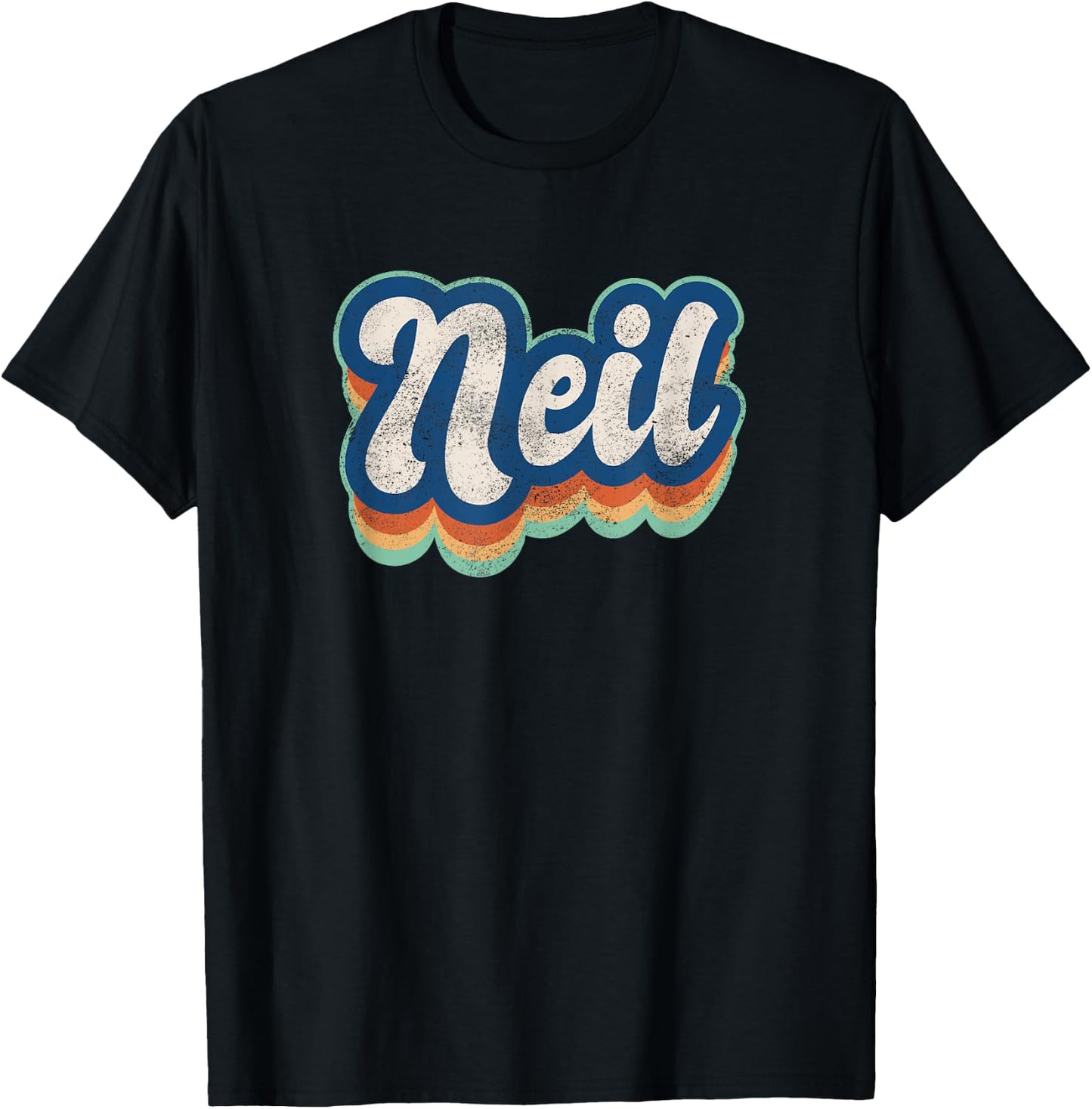 Neil First Name Boy Vintage Style 70s 80s Personalized T-Shirt - T-Shirt | Black
