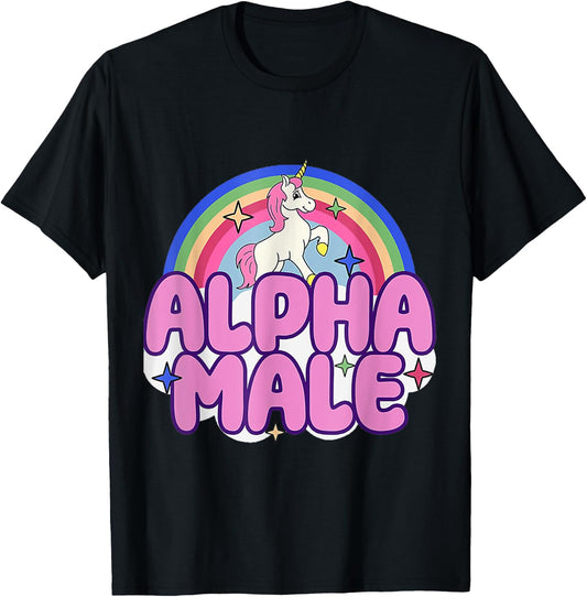 Ironic Alpha Male Unicorn Rainbow Women T-Shirt - T-Shirt | Black