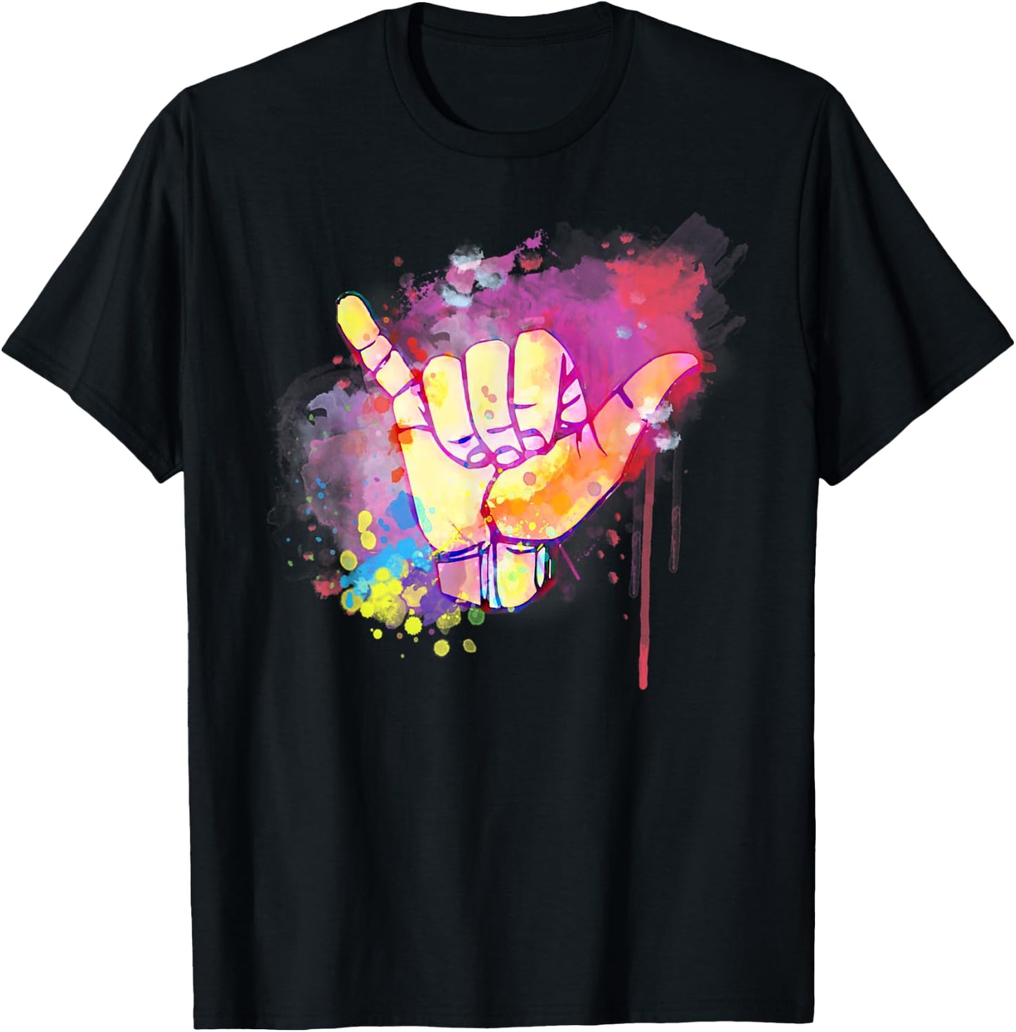 Cute Hawaiian Shaka Sign Colorful Classic Retro 80's Summer T-Shirt - T-Shirt | Black