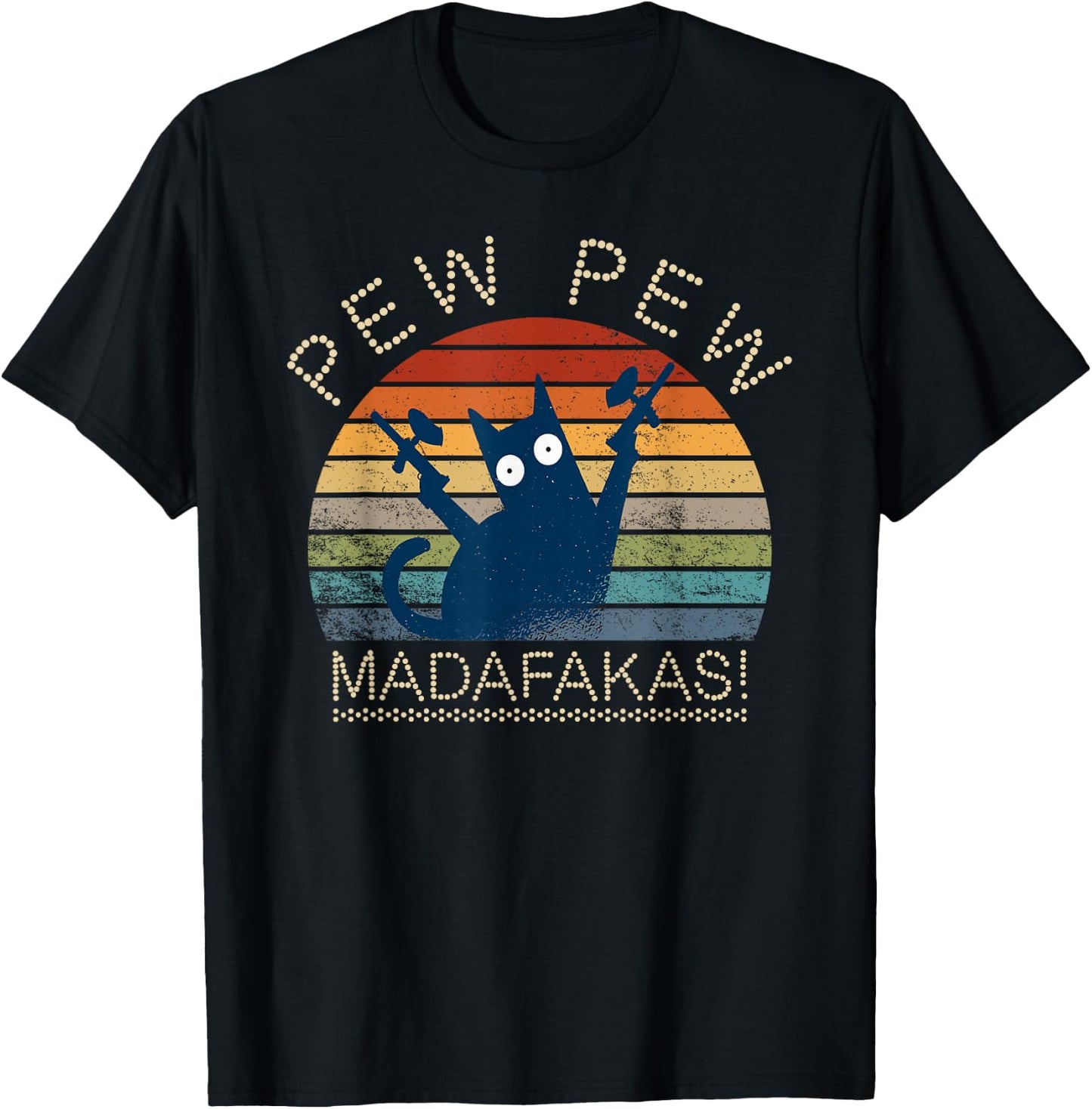 Paintball Cat Pew Pew Madafakas Crazy Cat Funny Paintball T-Shirt - T-Shirt | Black