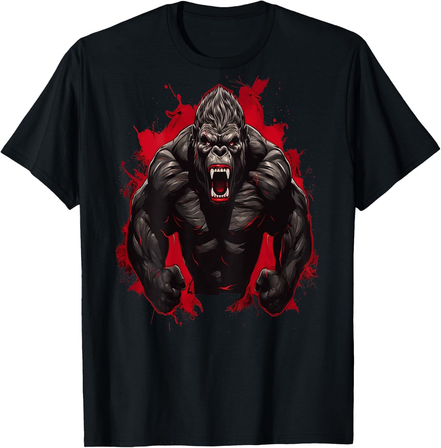 Gorilla Bodybuilding Workout Backprint Gym T-Shirt - T-Shirt | Black