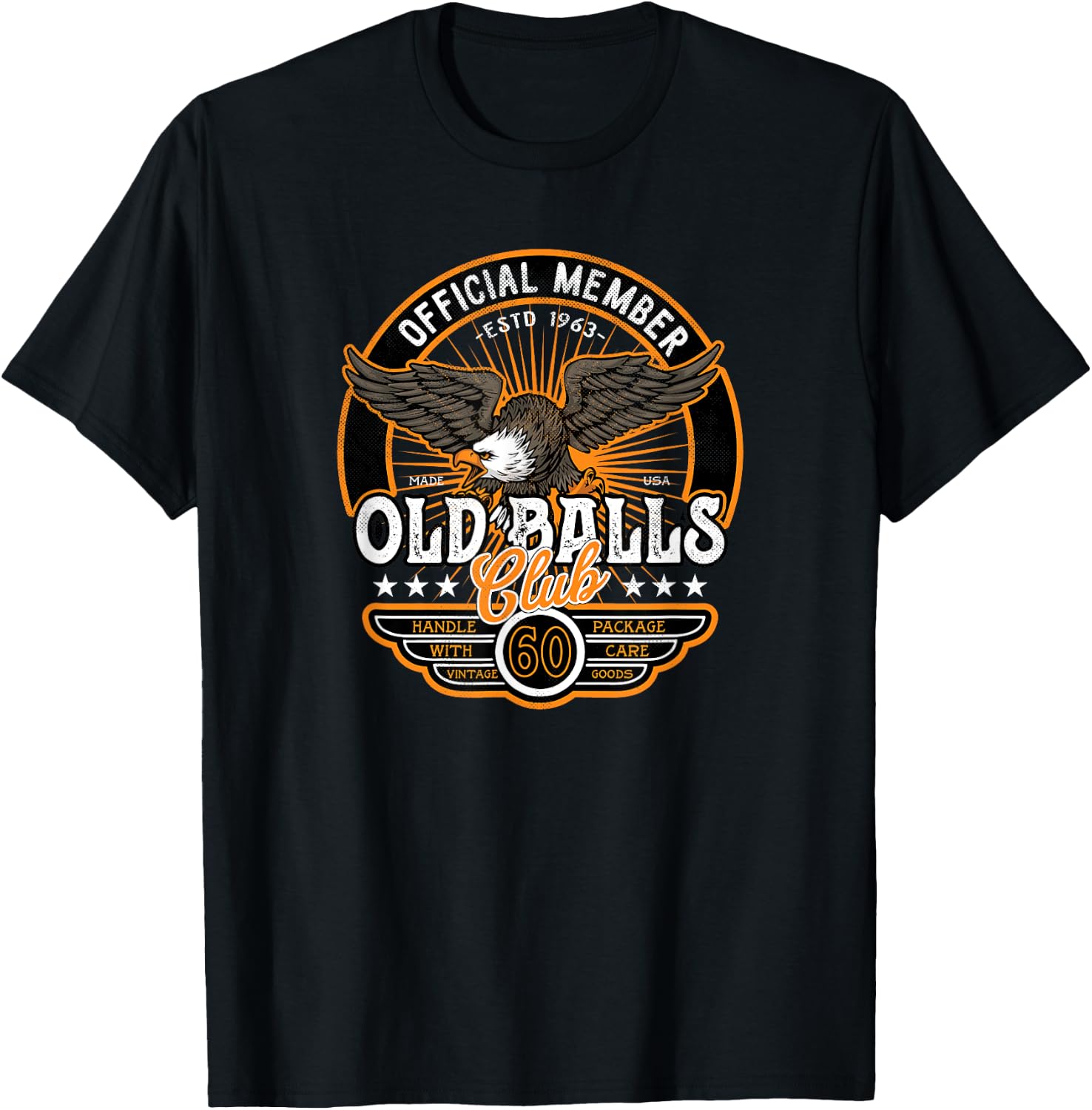 60th Birthday Vintage 1963 Old Balls Club 60 's 60th T-Shirt - T-Shirt | Black