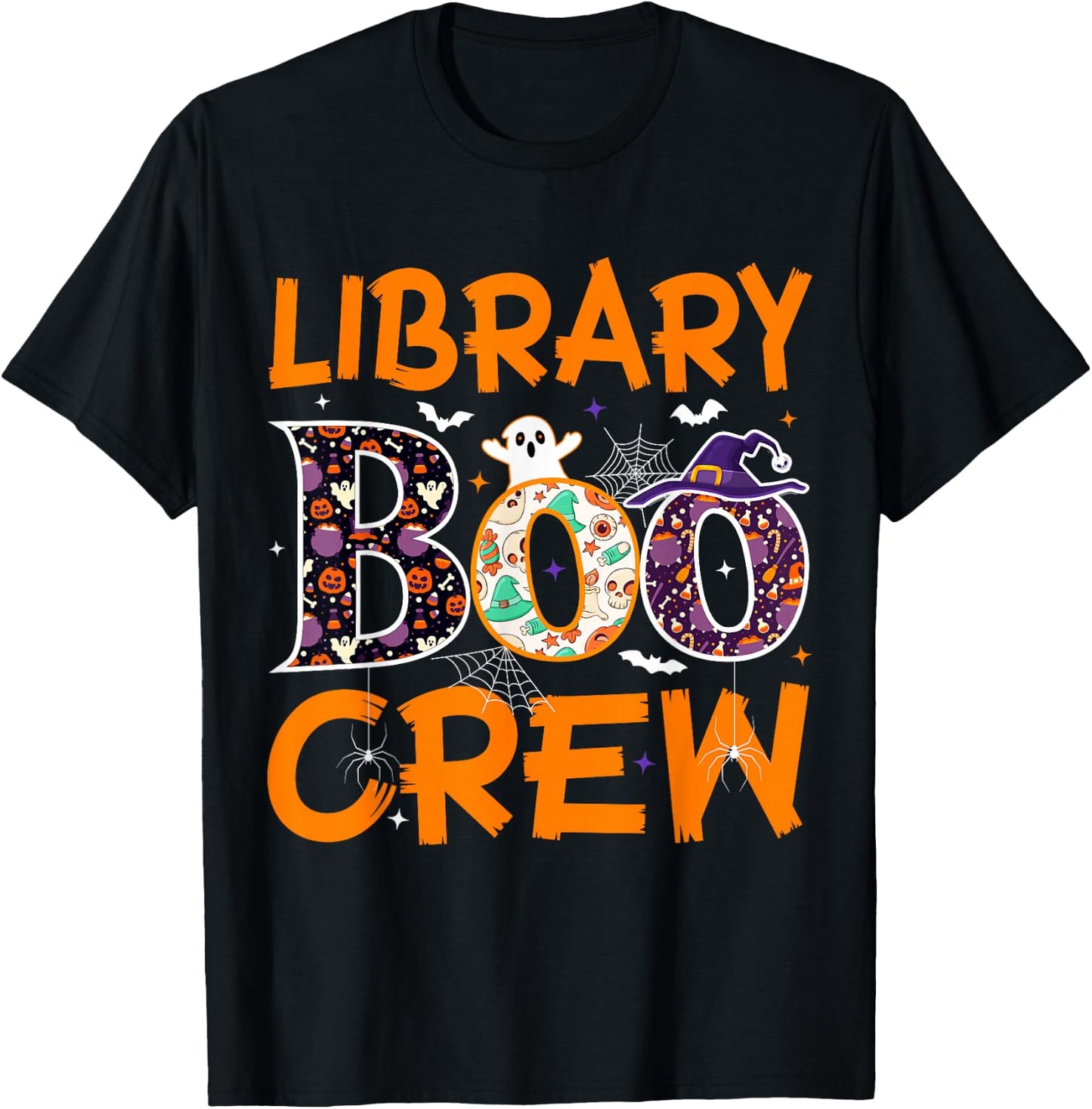 Library Boo Crew Book Lovers Funny Halloween Library Ghost T-Shirt - T-Shirt | Black