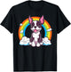 Cute Boston Terrier Rainbow Kawaii Puppy Dog T-Shirt - T-Shirt | Black