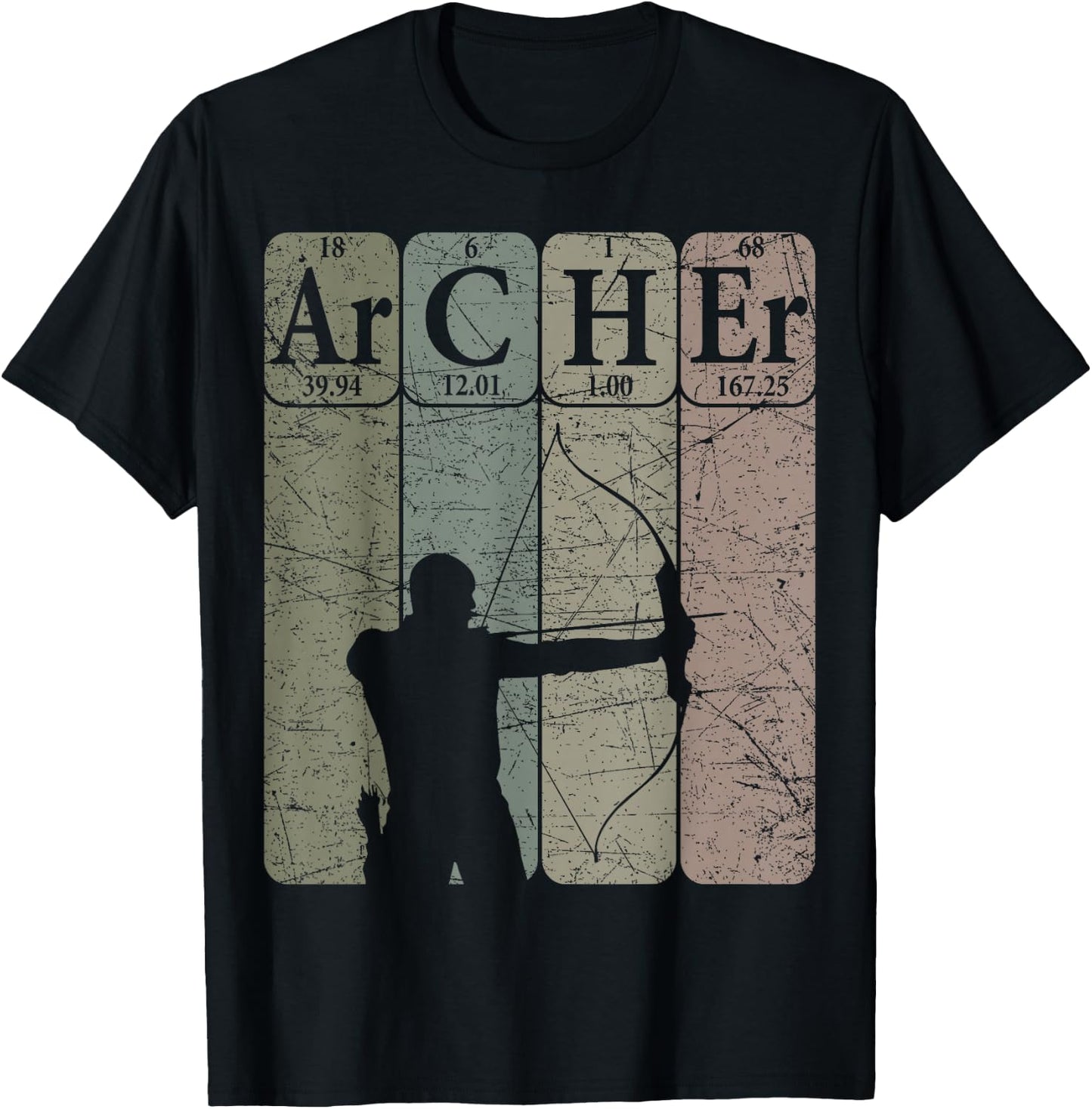 Archer Periodic Table Elements Bow Hunting Archery Vintage T-Shirt - T-Shirt | Black