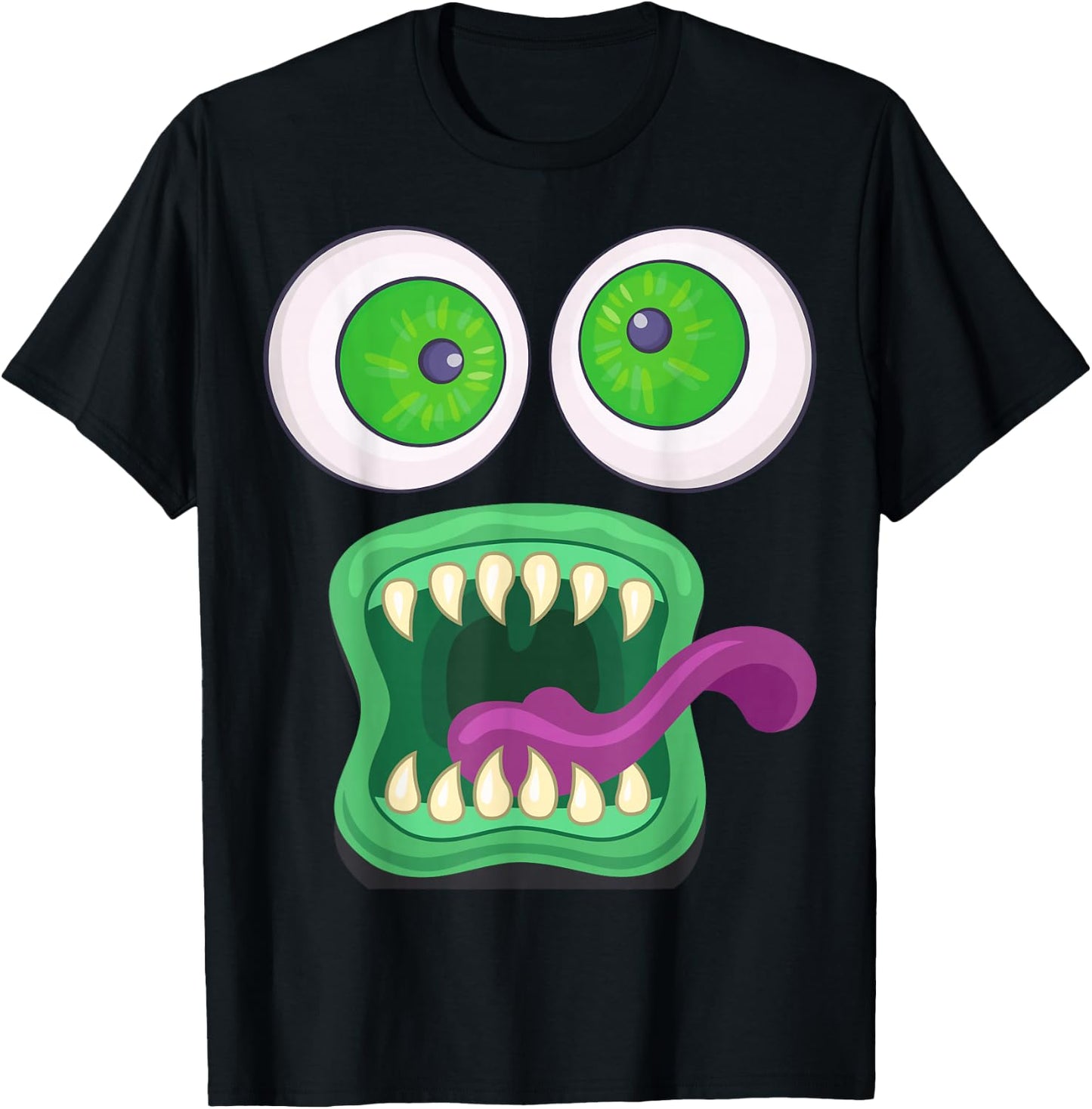 Men's Women's Big Eyes Monster Face Halloween Costume T-Shirt - T-Shirt | Black