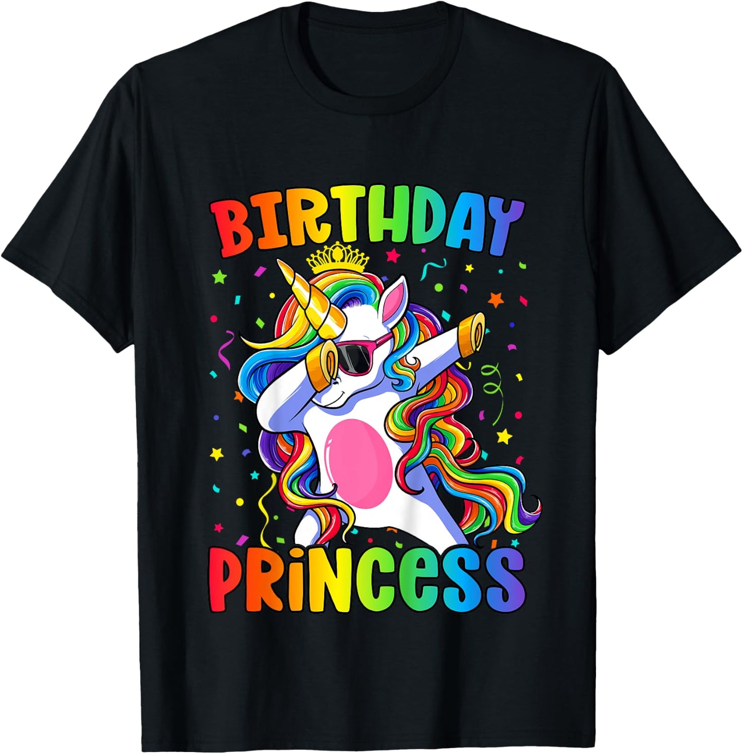 Birthday Princess Shirt Girl Unicorn Birthday T-Shirt - T-Shirt | Black