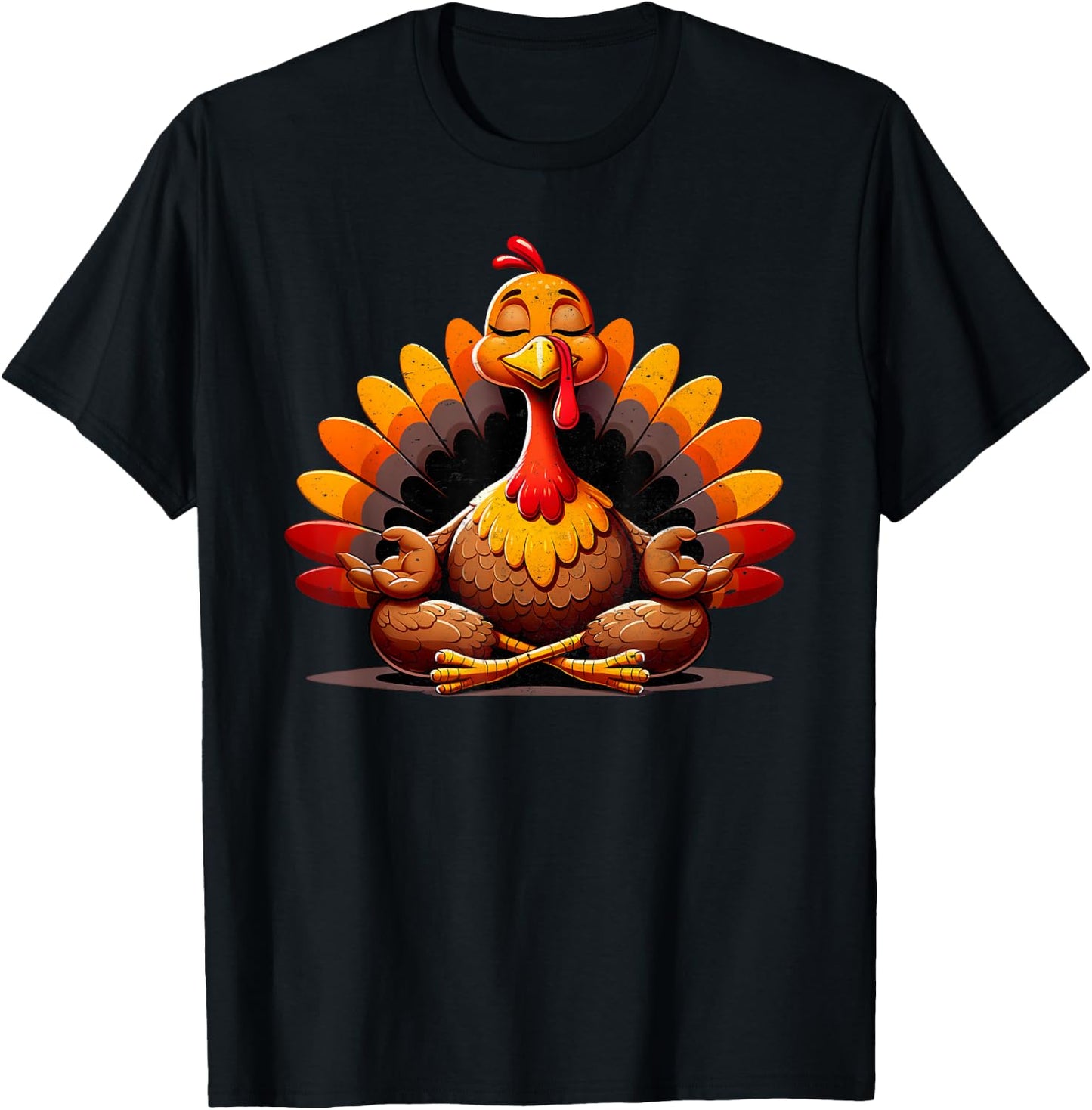 Turkey Yoga Thanksgiving Day Funny Meditating Namaste Fall T-Shirt - T-Shirt | Black