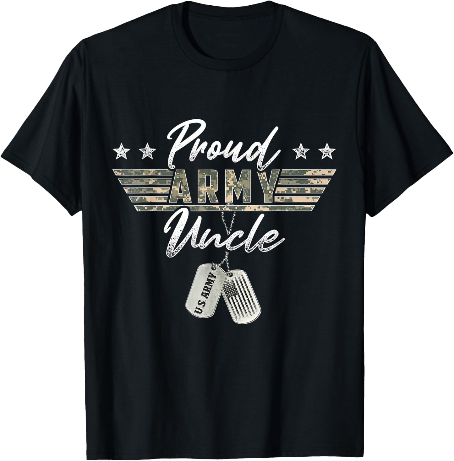 Proud Army Uncle American Veteran Military T-Shirt - T-Shirt | Black