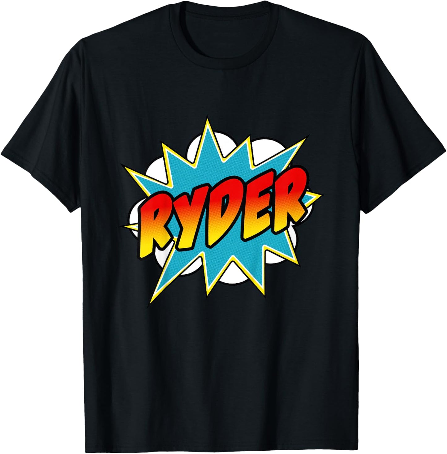 Kids Boys Ryder Name Comic Book Superhero T-Shirt - T-Shirt | Black