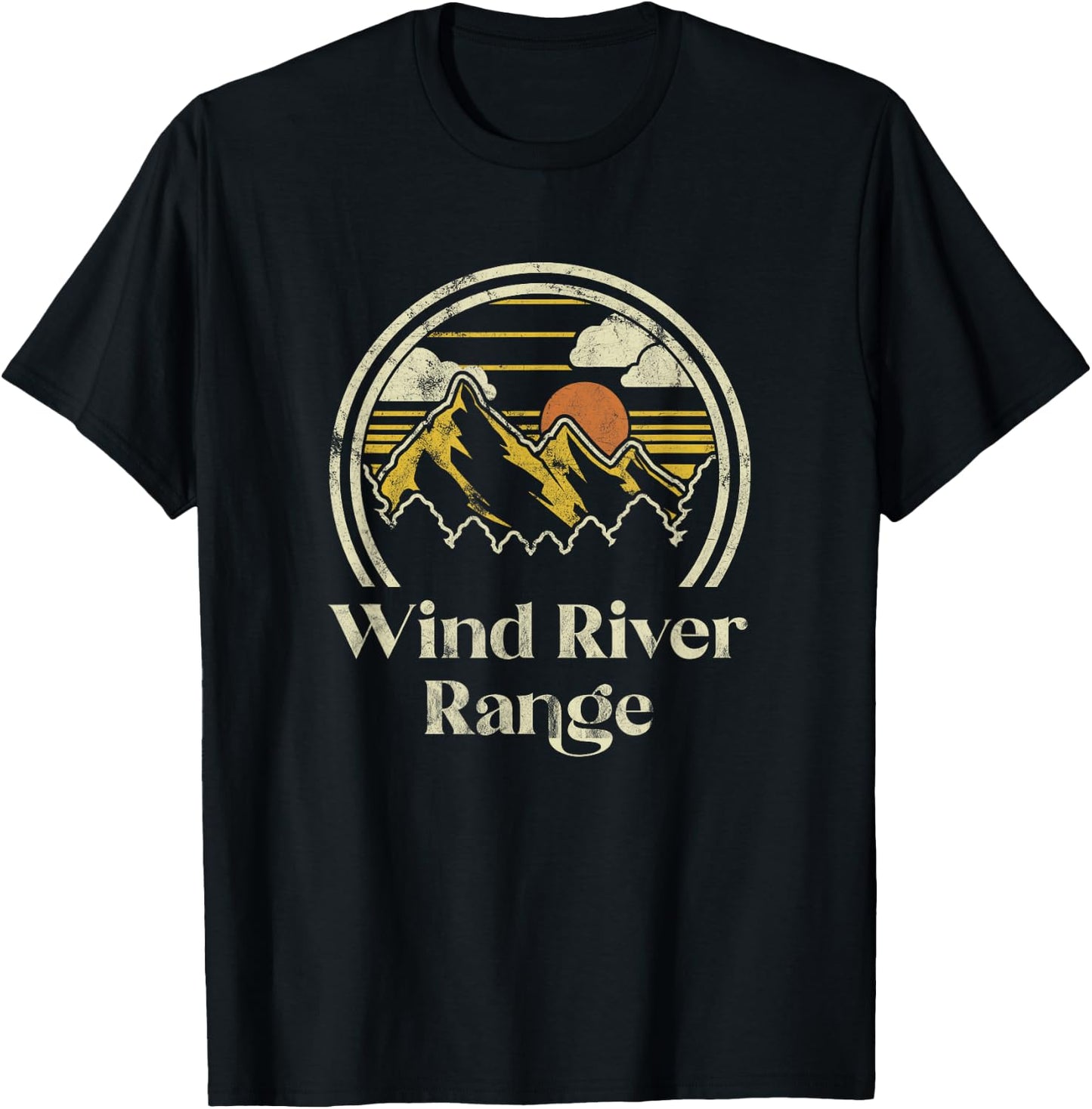 Wind River Range Mountains Wyoming Hiking Outdoors Retro T-Shirt - T-Shirt | Black