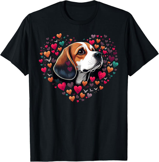 Beagle Love Heart for Valentines Day on Beagle Lover T-Shirt - T-Shirt | Black