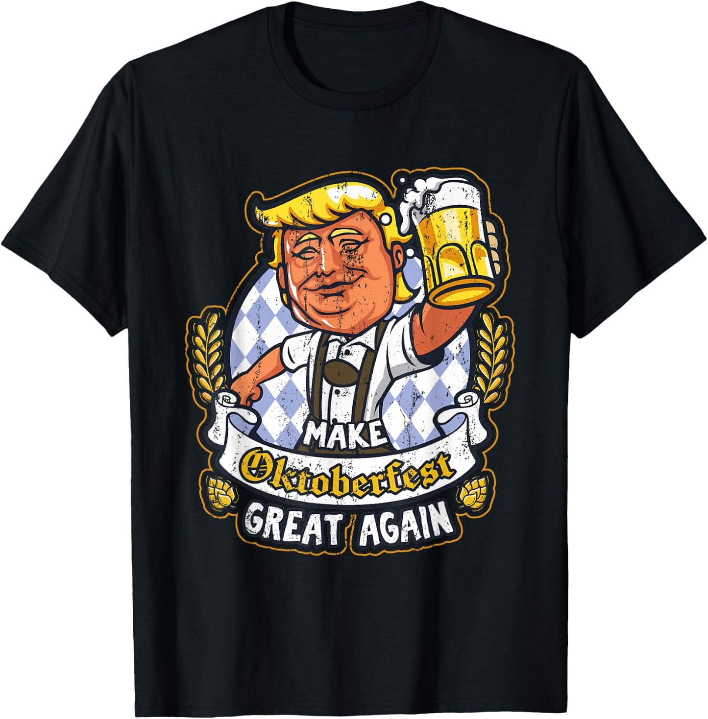 Make Oktoberfest Great Again Funny Beer Drinking Trump T-Shirt - T-Shirt | Black