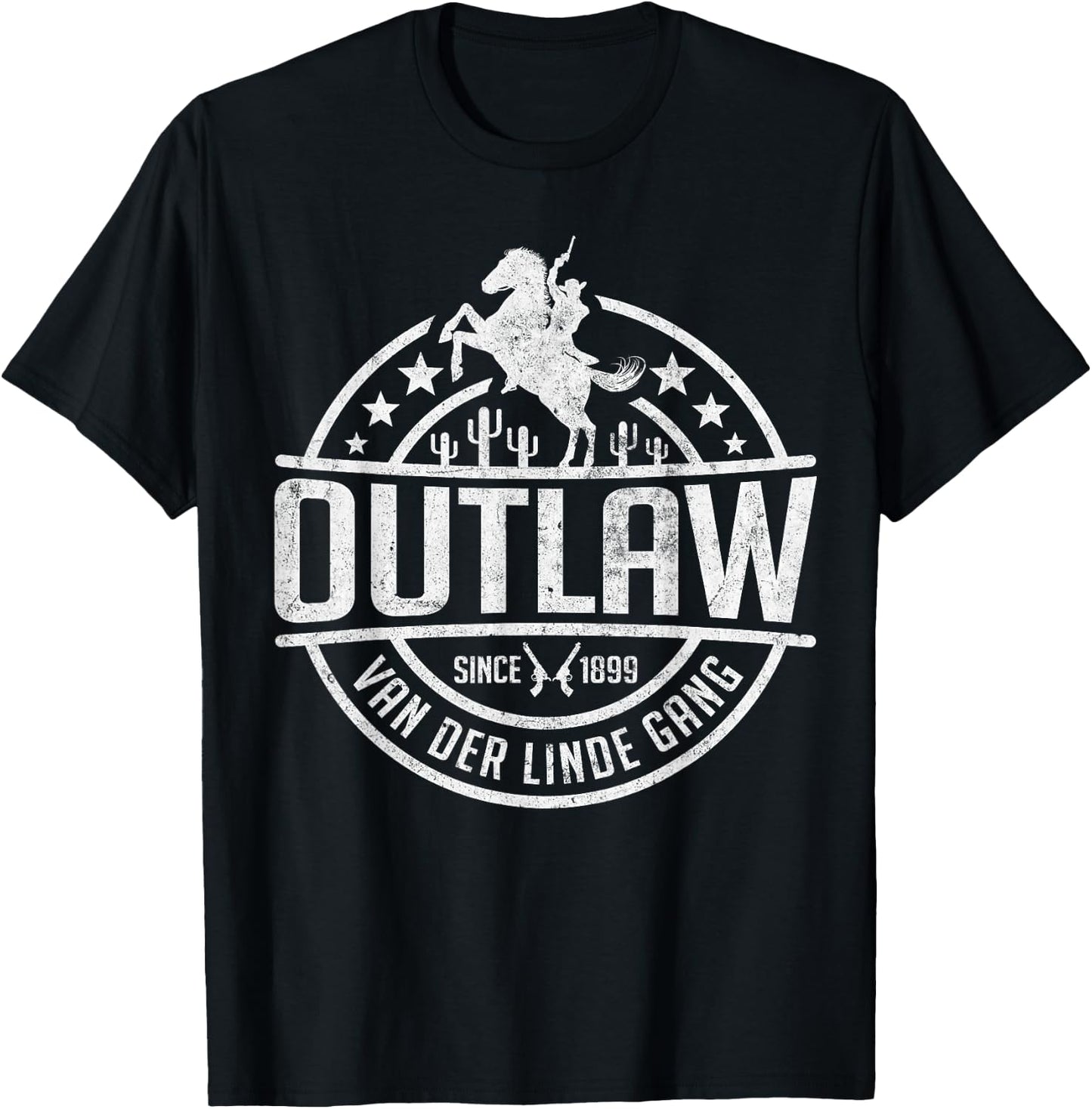Outlaw Dutch's Gang Red Horse & Cowboy Adventure T-Shirt - T-Shirt | Black