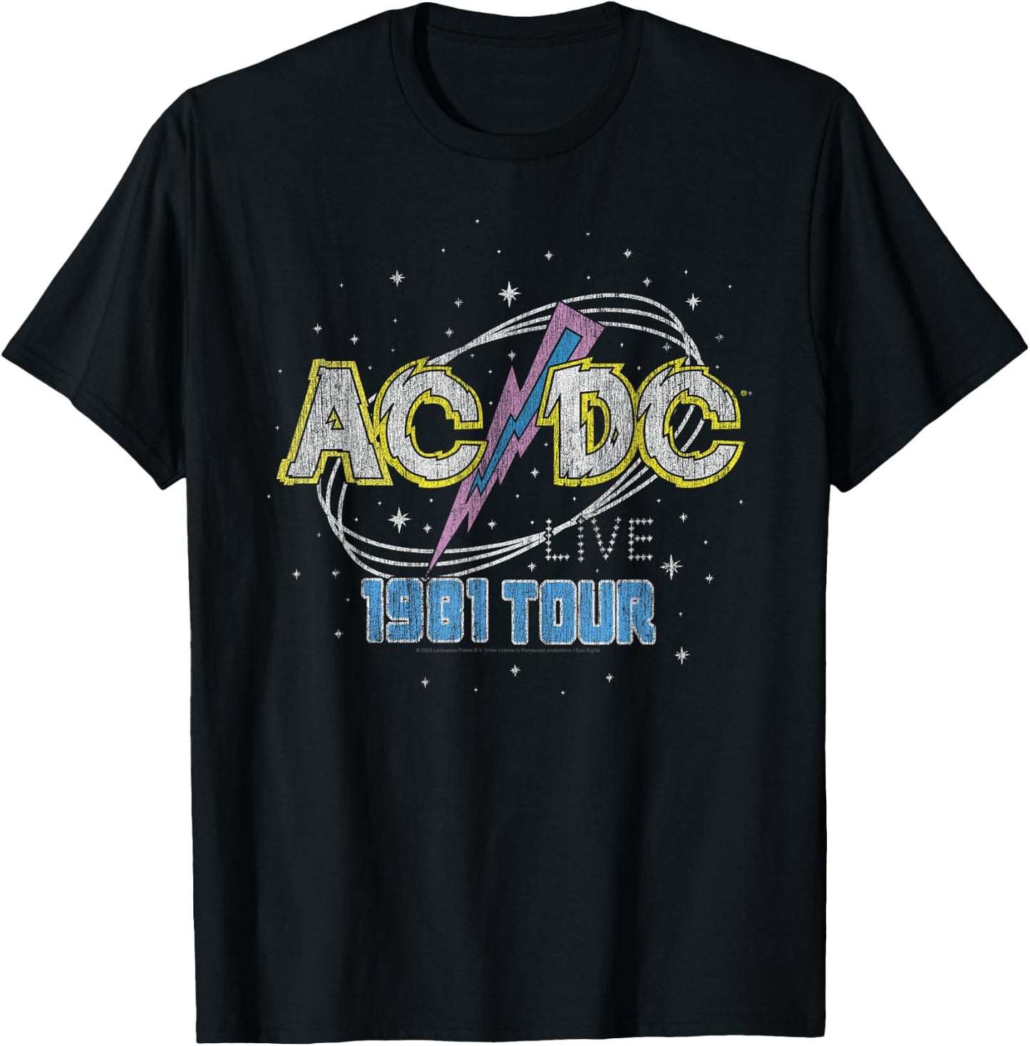 Official AC/DC 1981 Live World Tour Retro Logo T-Shirt - T-Shirt | Black