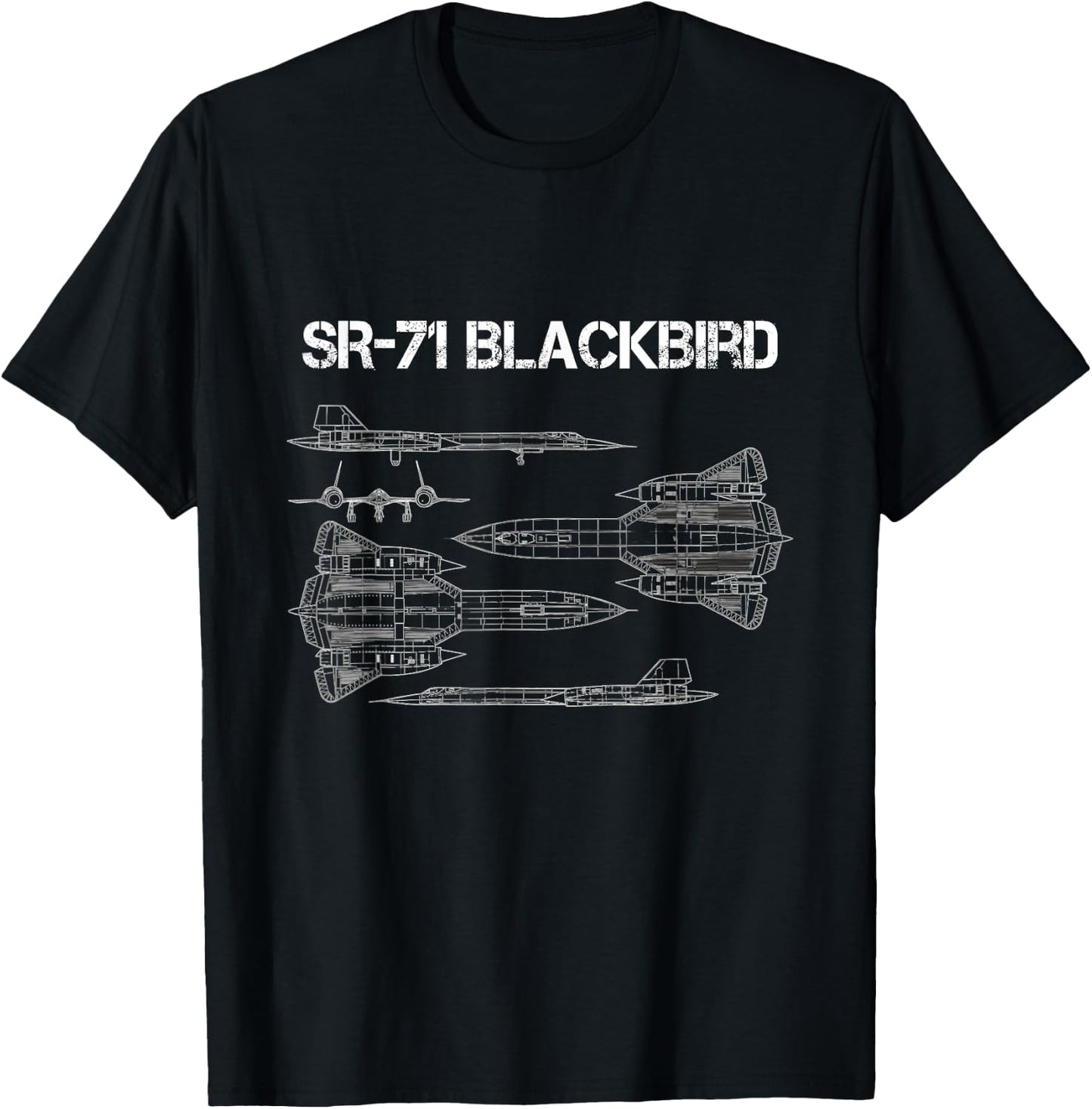 SR-71 Blackbird Blueprint Air Force Military Jet T-Shirt - T-Shirt | Black