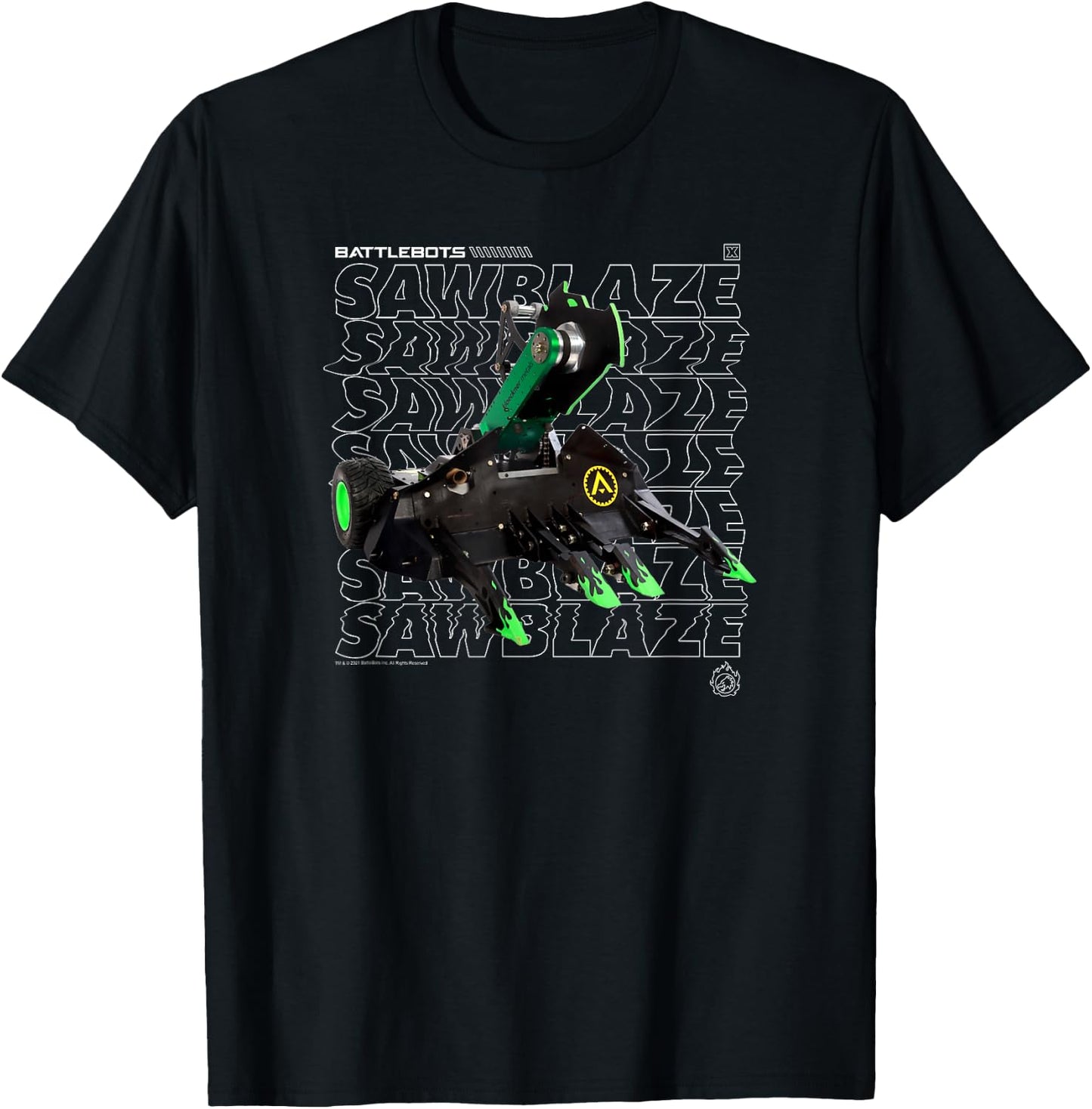 BattleBots SawBlaze Robot Logo Stack T-Shirt - T-Shirt | Black