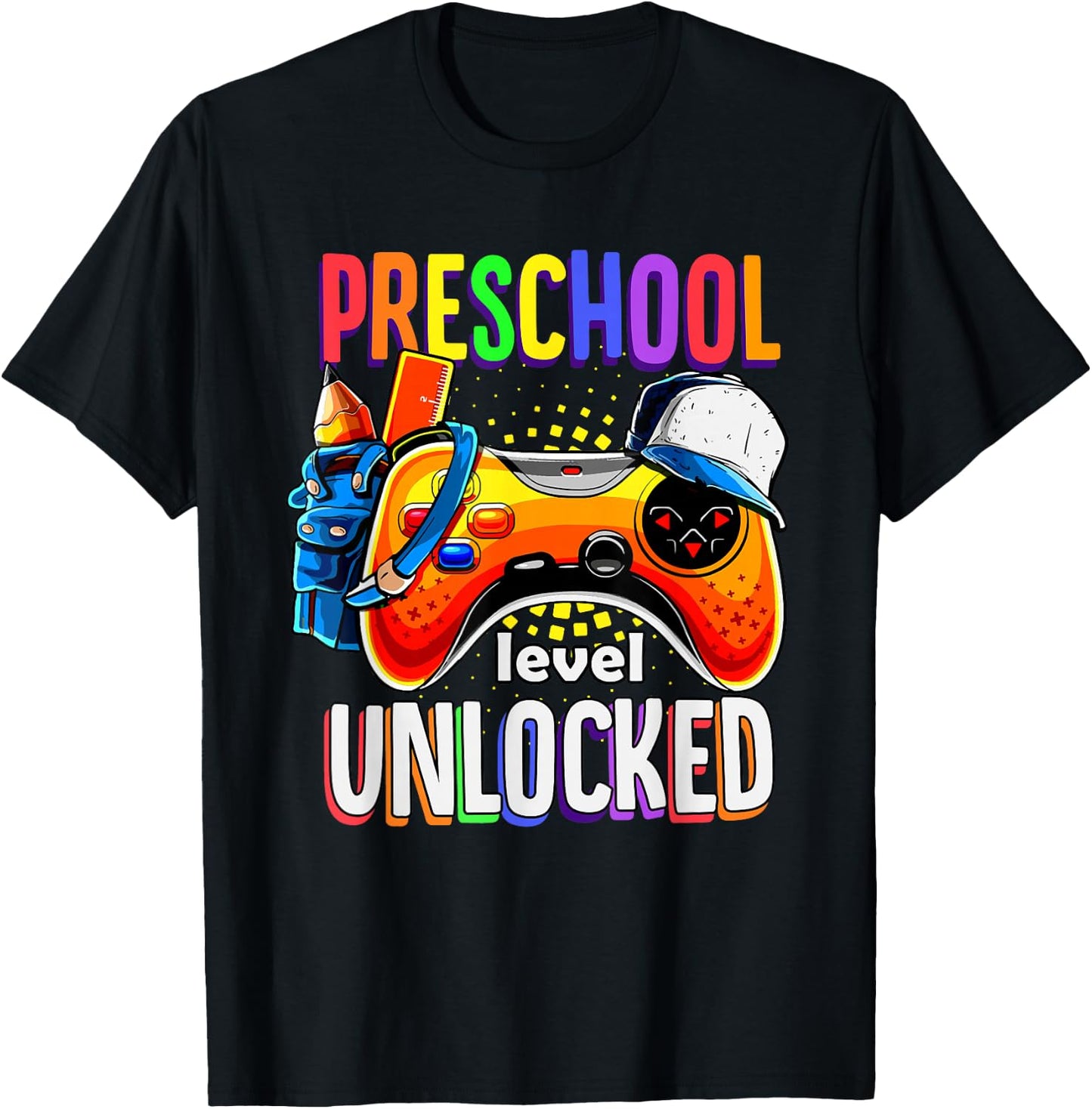 Gamer Back To School Gamepad Preschool Level Unlocked T-Shirt - T-Shirt | Black