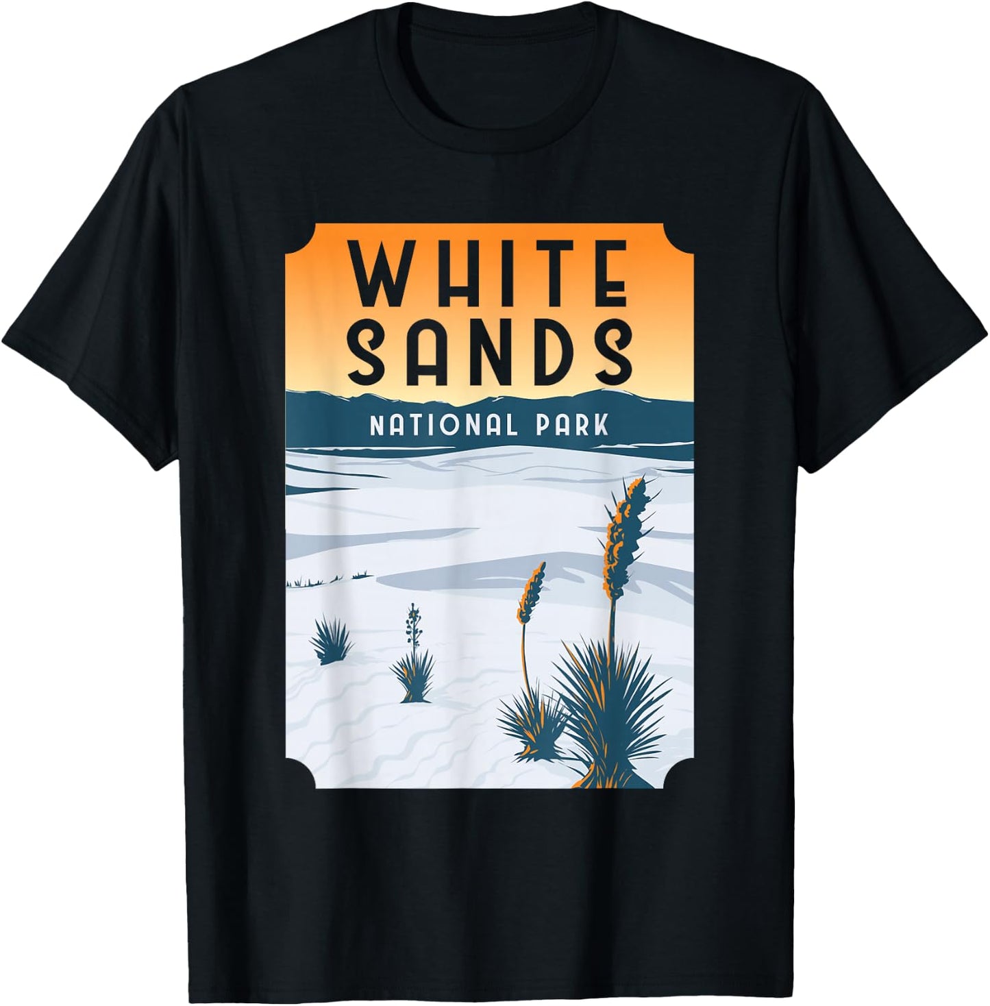 White Sands New Mexico US National Park Vintage Gift T-Shirt - T-Shirt | Black
