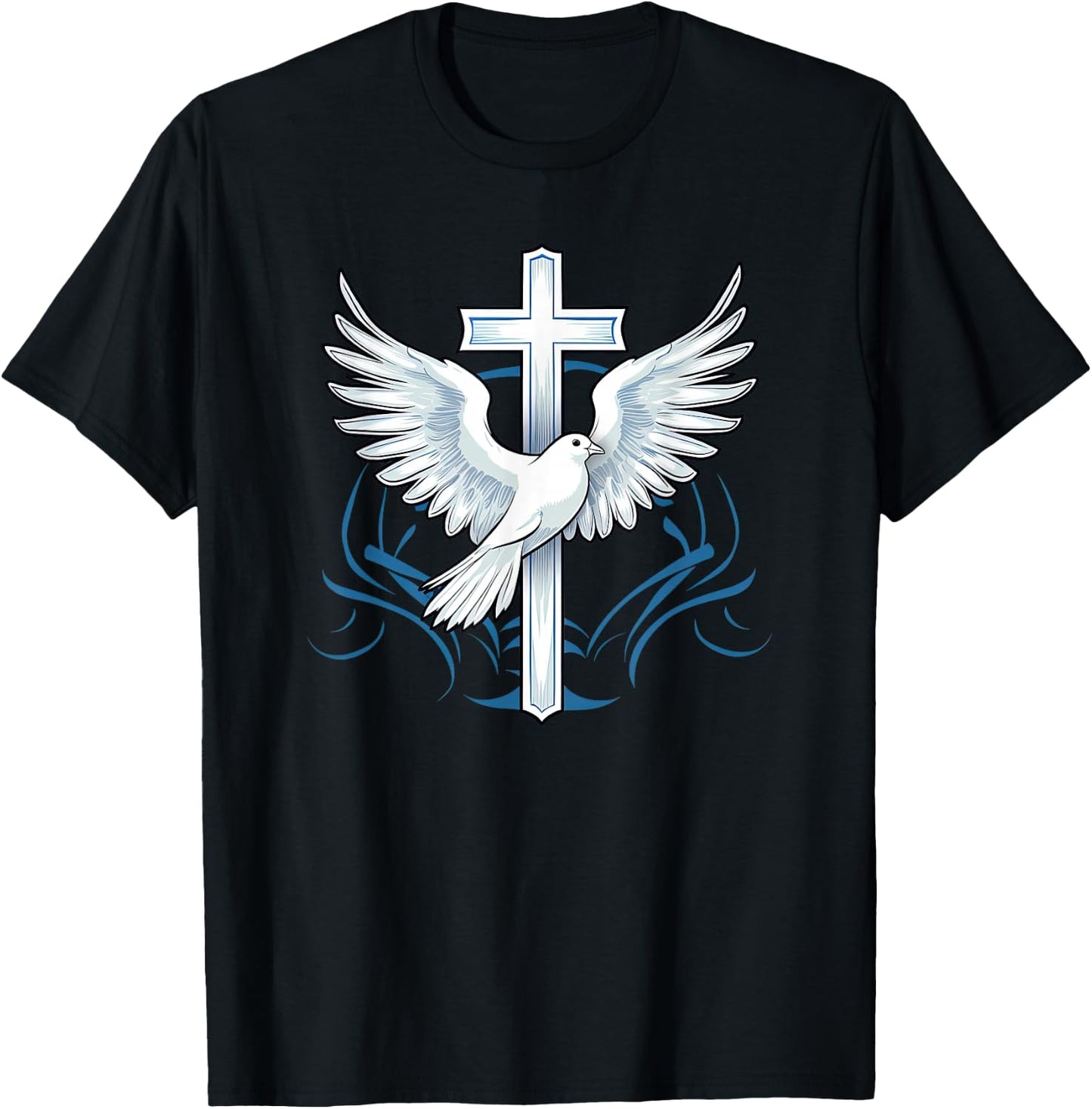 Holy Spirit Dove Praise Jesus Baptism of Jesus Cross T-Shirt - T-Shirt | Black