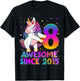 8 Years Old Unicorn Flossing 8th Birthday Girl Unicorn Party T-Shirt - T-Shirt | Black