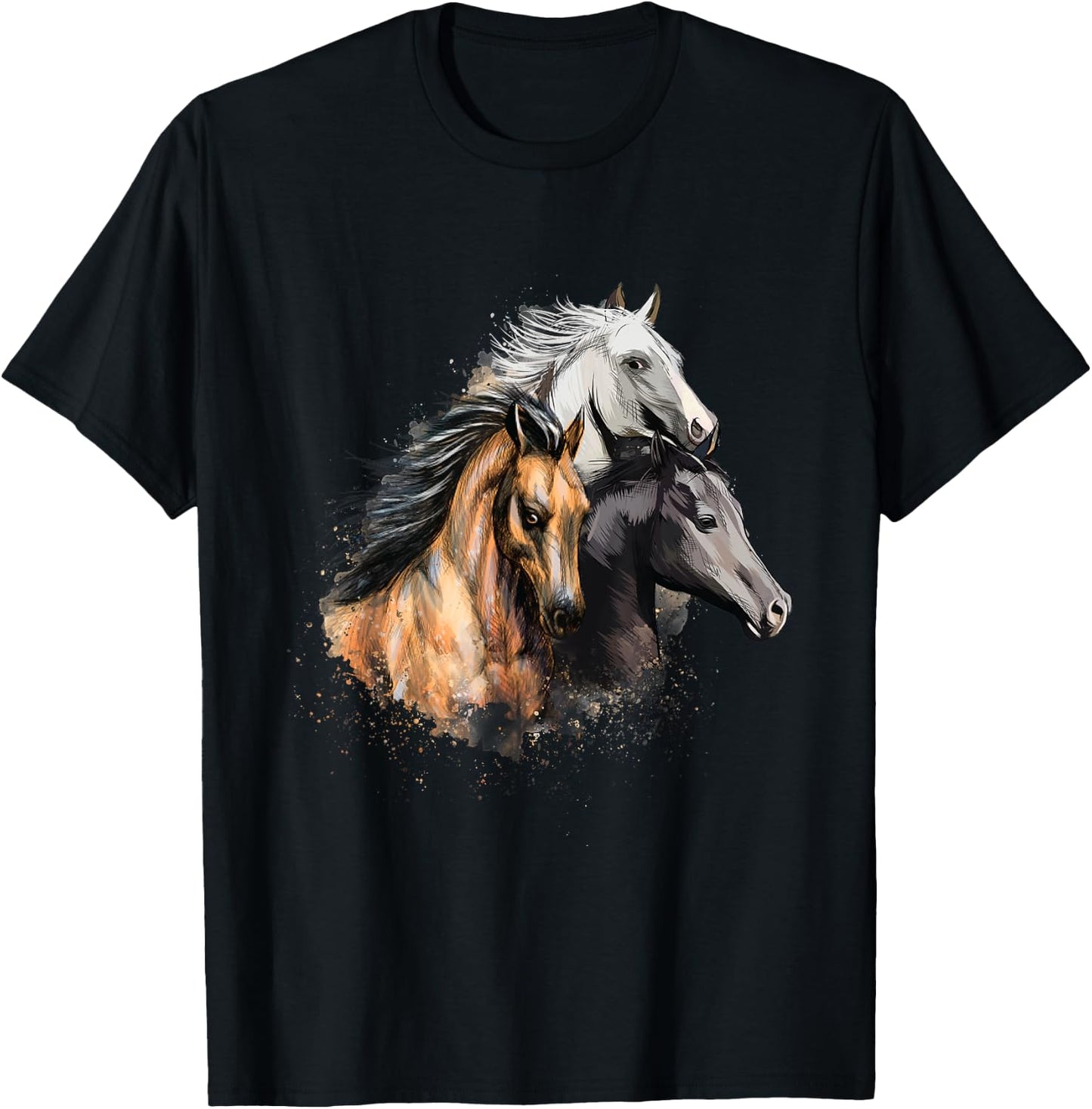3 Horses - Horse Animal Lover Horseman Equestrian Riding T-Shirt - T-Shirt | Black