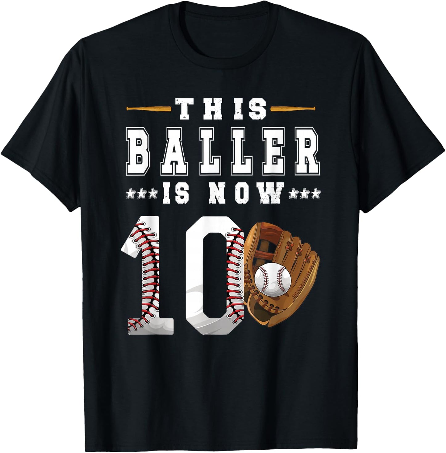 10th Birthday Baseball Boy Ten Year Old Baseball Player T-Shirt - T-Shirt | Black