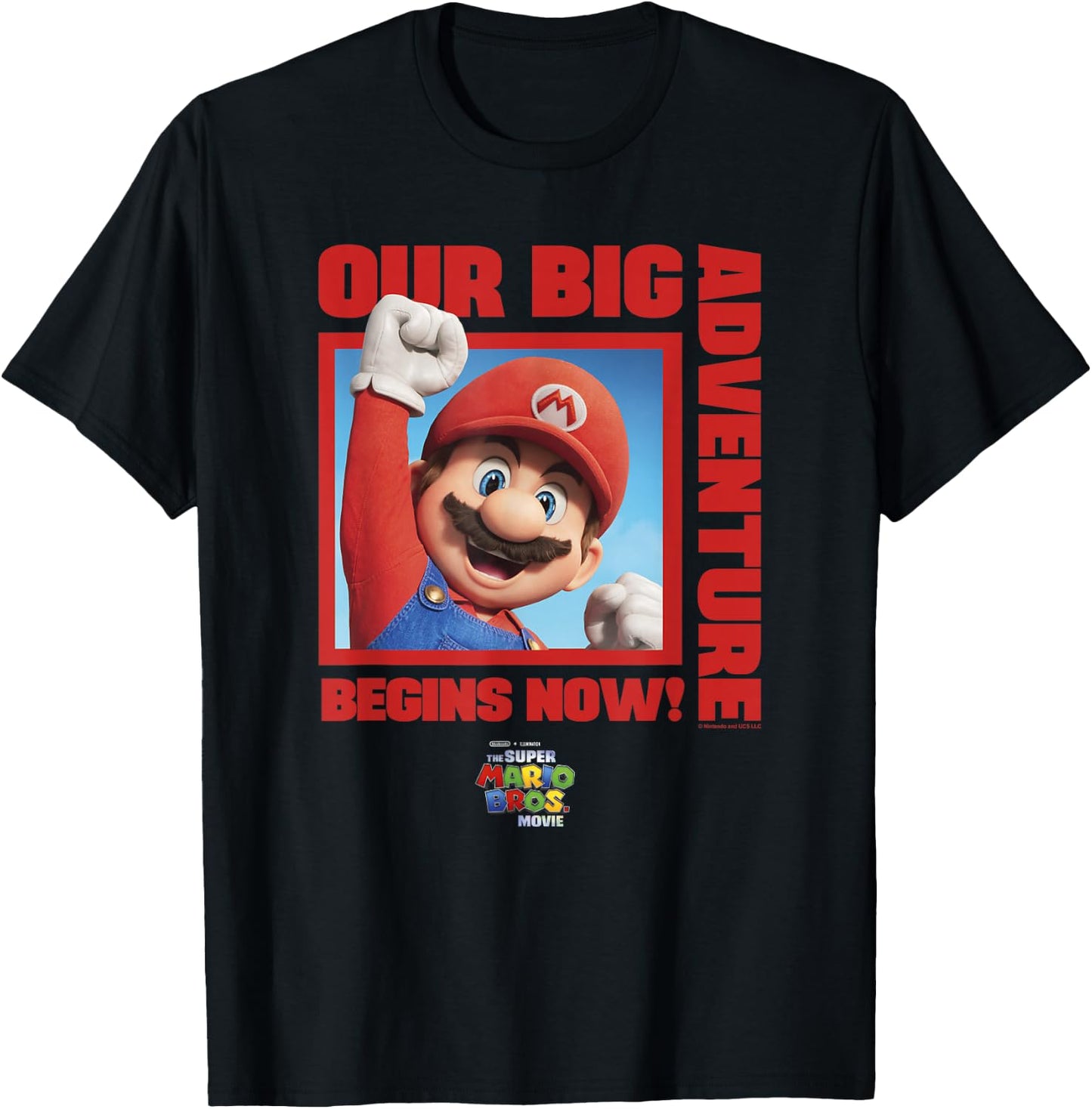 The Super Mario Bros. Movie Our Big Adventure Begins Now! T-Shirt - T-Shirt | Black