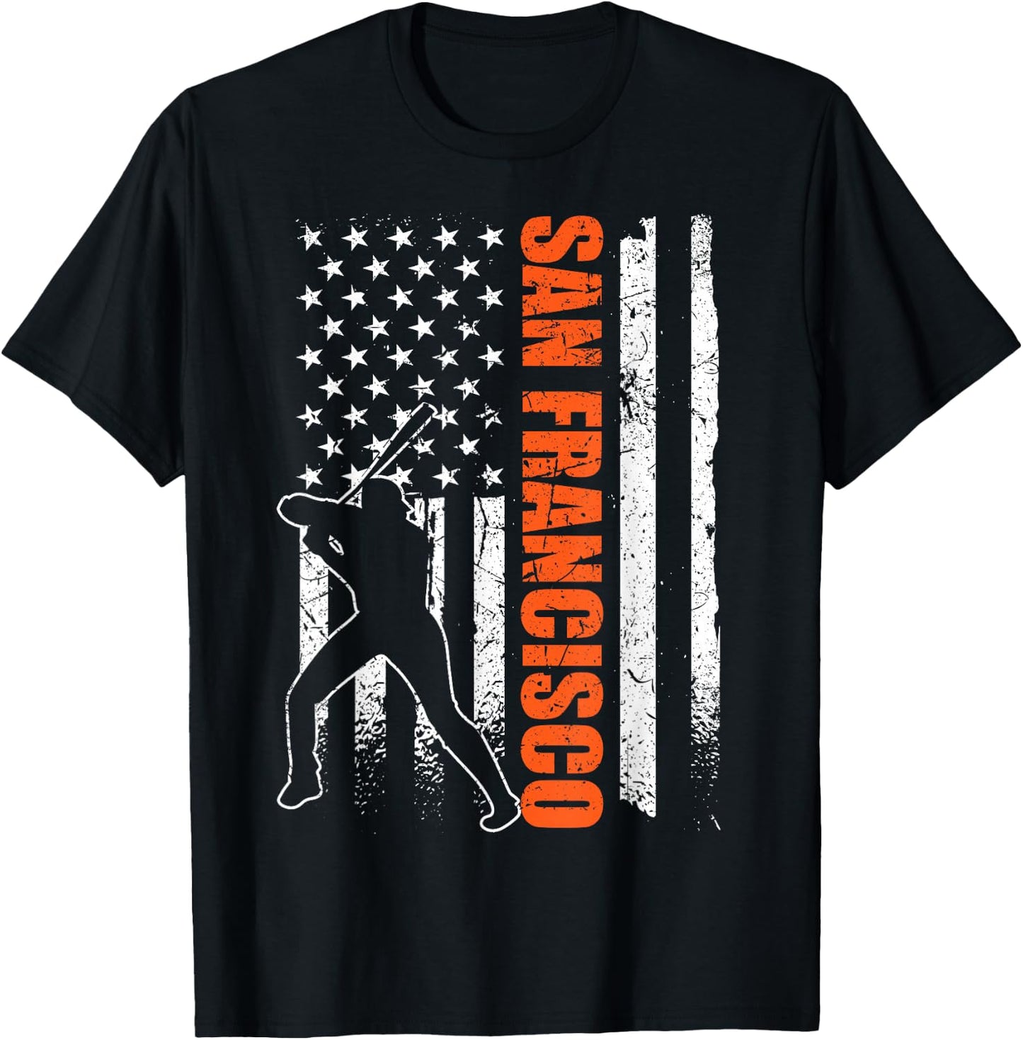 San Francisco Baseball Flag USA Vintage Patriotic Baseball T-Shirt - T-Shirt | Black