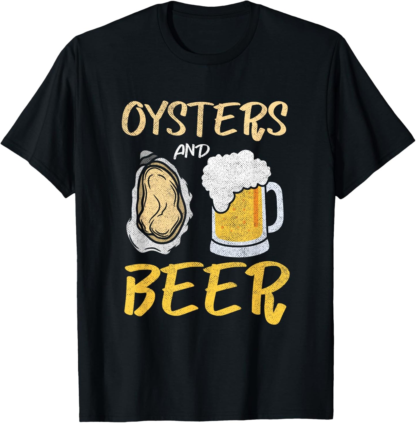 Oysters And Beer | Seafood Foodie | Oyster Lover T-Shirt - T-Shirt | Black