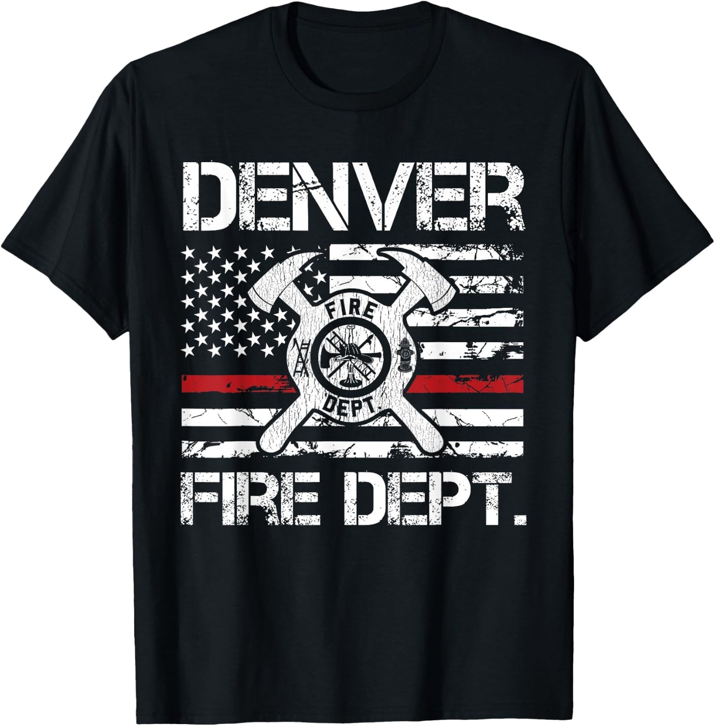 Denver Colorado Fire Department Thin Red Line Logo T-Shirt - T-Shirt | Black