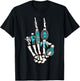 Skeleton with Turquoise Hand Western Skeleton Rings Lover T-Shirt - T-Shirt | Black