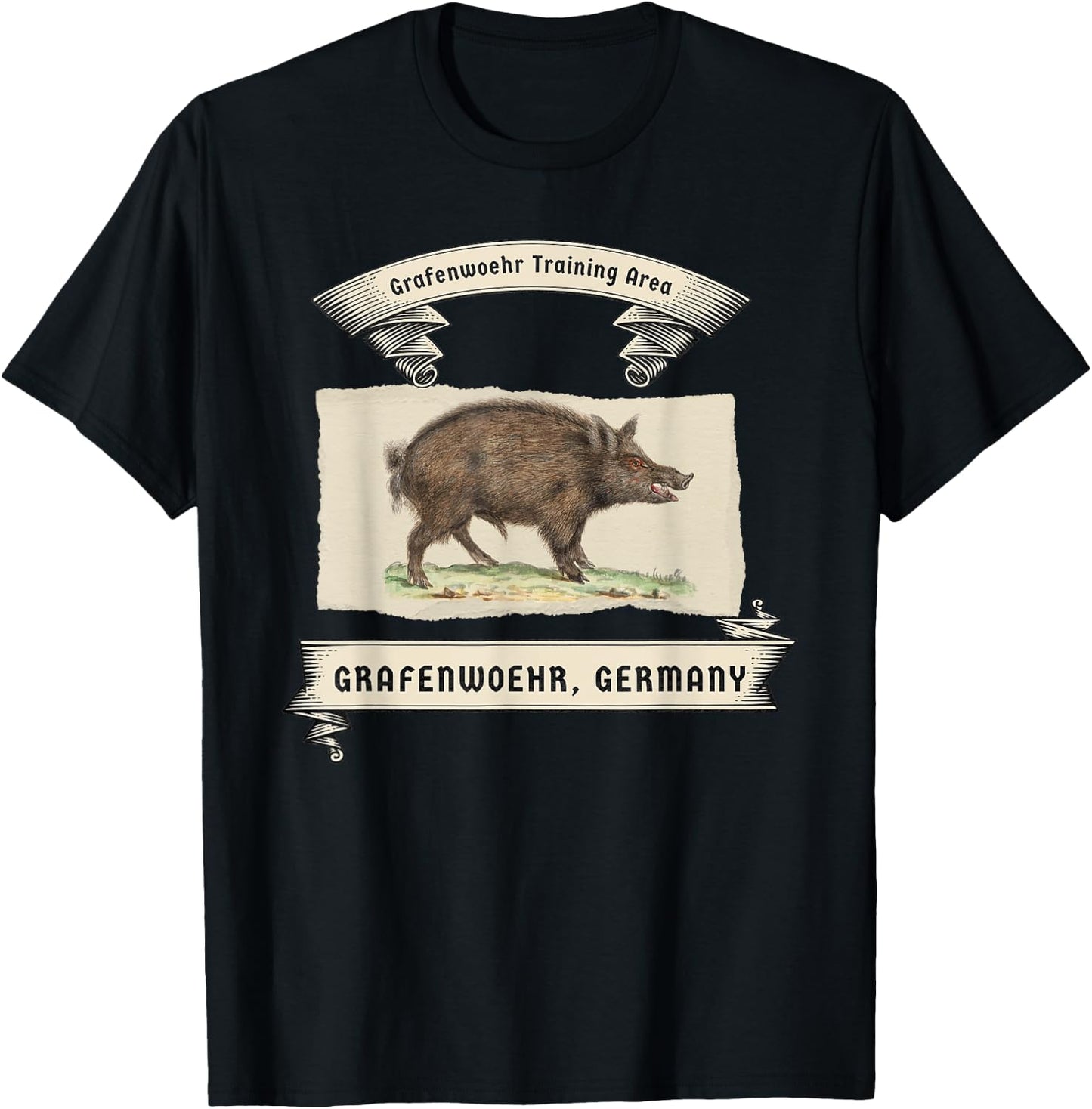 Vintage Grafenwoehr Boar Hunt T-Shirt - T-Shirt | Black
