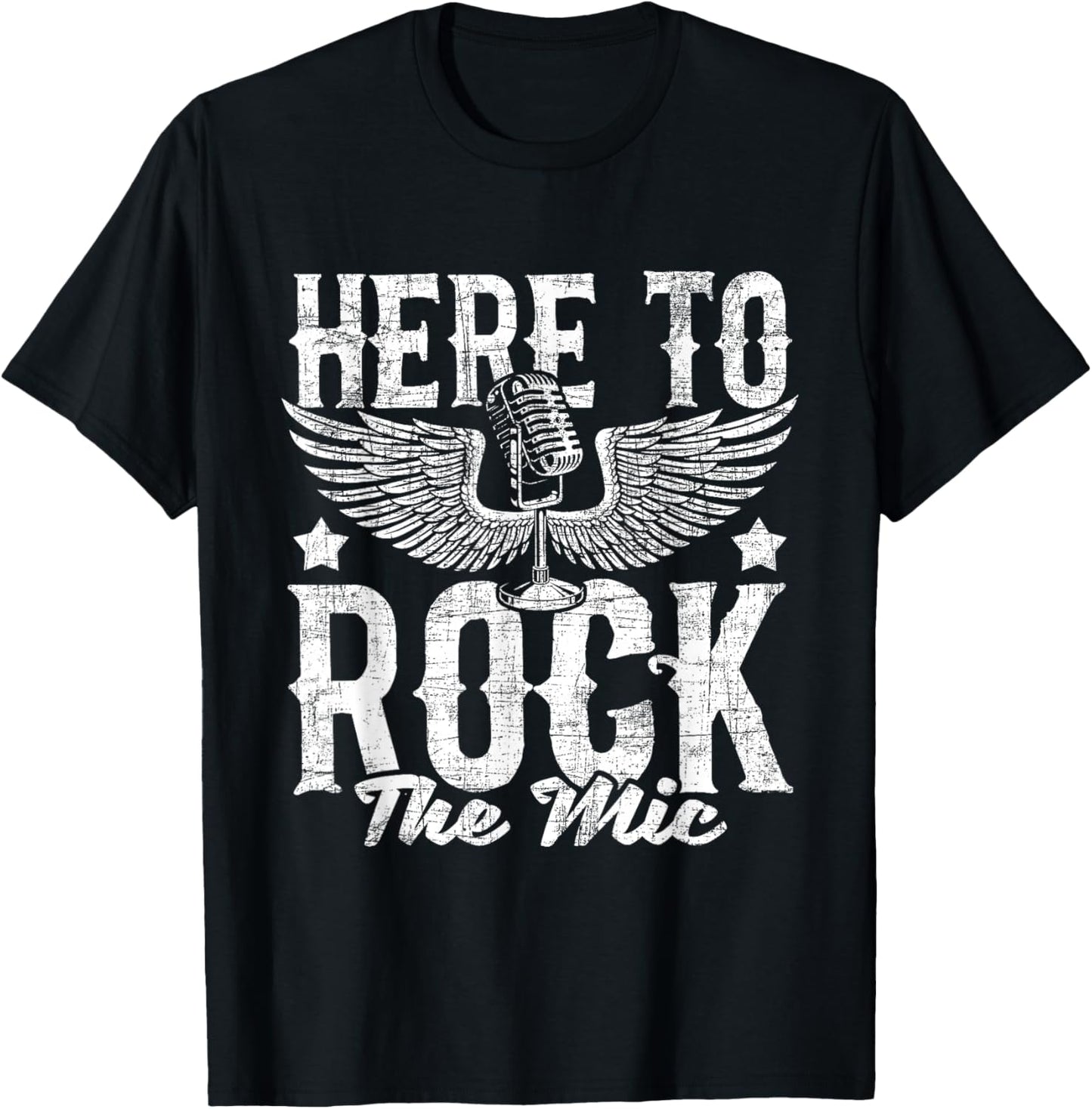 Here To Rock The Mic - Karaoke Champion Music Lover Musician T-Shirt - T-Shirt | Black