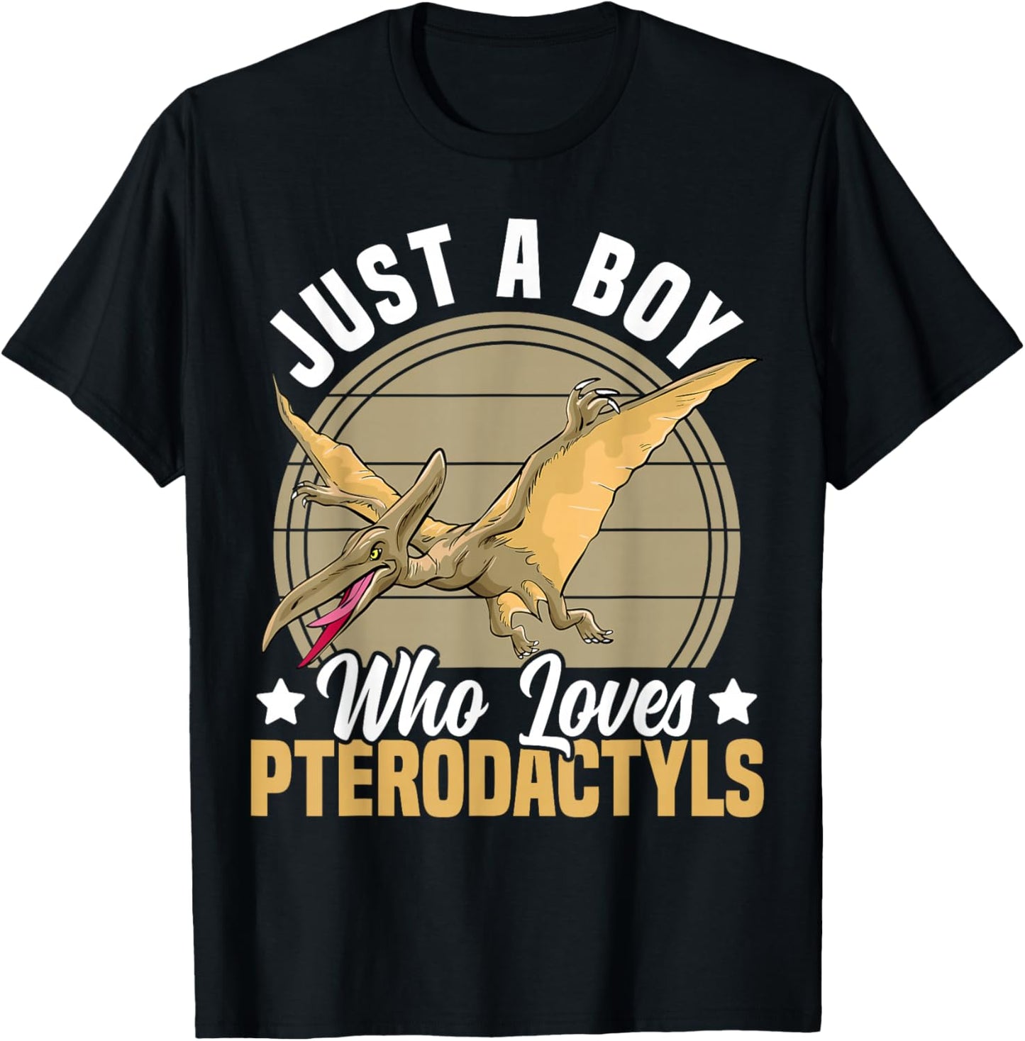 Just A Boy Who Loves Pterodactyls Dinosaur Lover Boys Dino T-Shirt - T-Shirt | Black