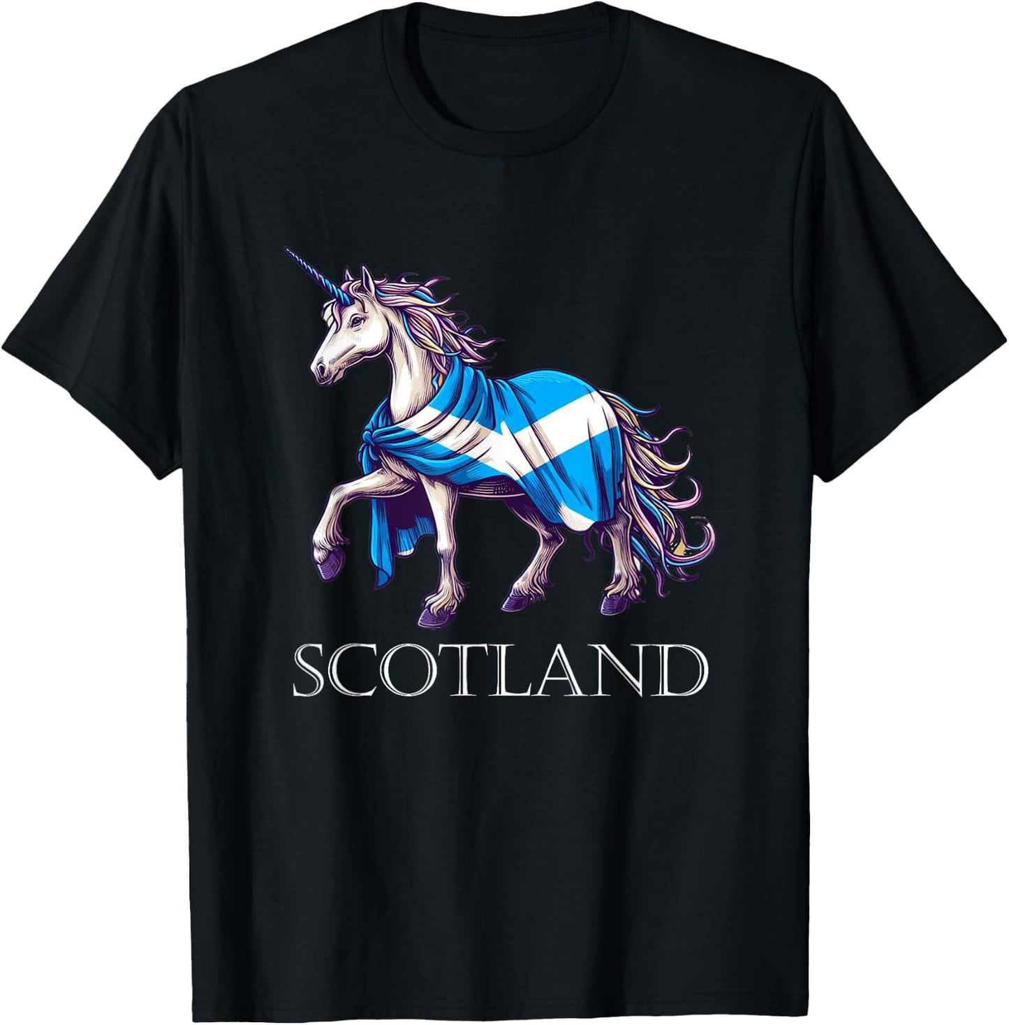 Scottish Pride Scotland Unicorn Scotland Flag Saltire T-Shirt - T-Shirt | Black
