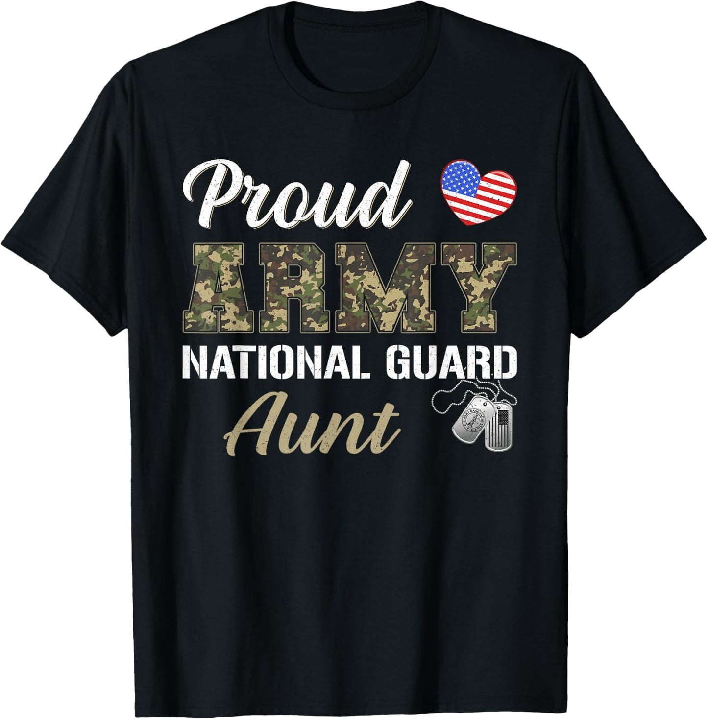 Retro Proud Army National Guard Aunt Military Pride Costume T-Shirt - T-Shirt | Black
