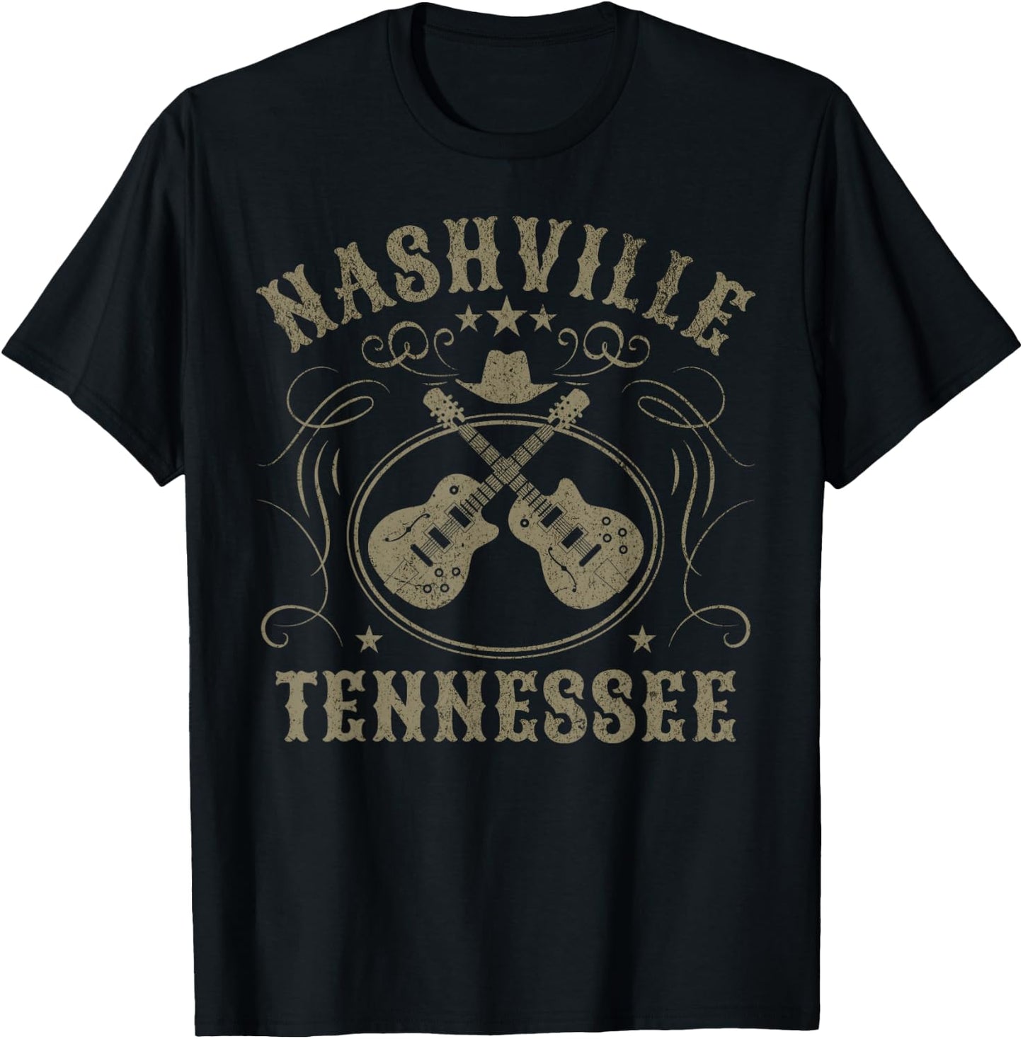Nashville Tennessee Travel Vintage T-Shirt - T-Shirt | Black