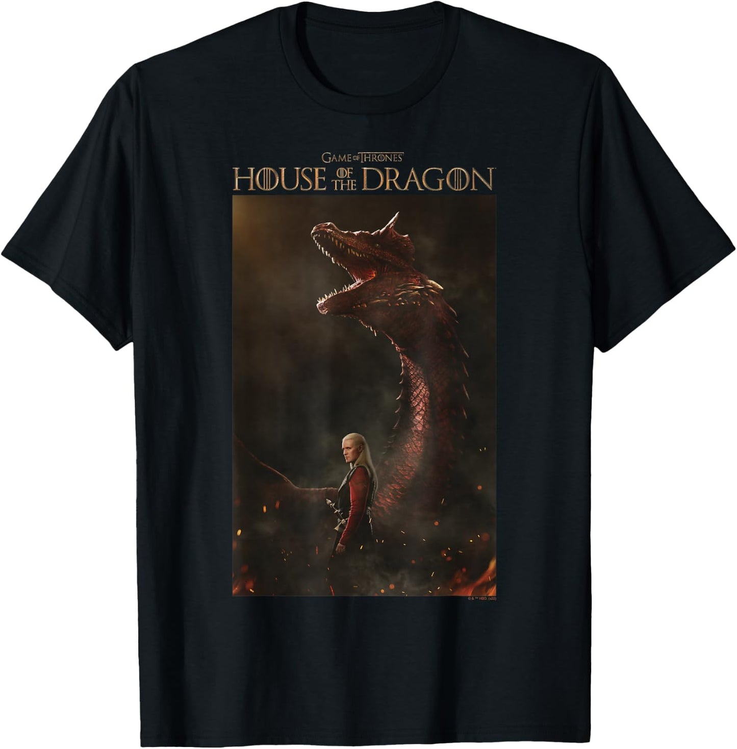 House of the Dragon Daemon & Caraxes Poster T-Shirt - T-Shirt | Black