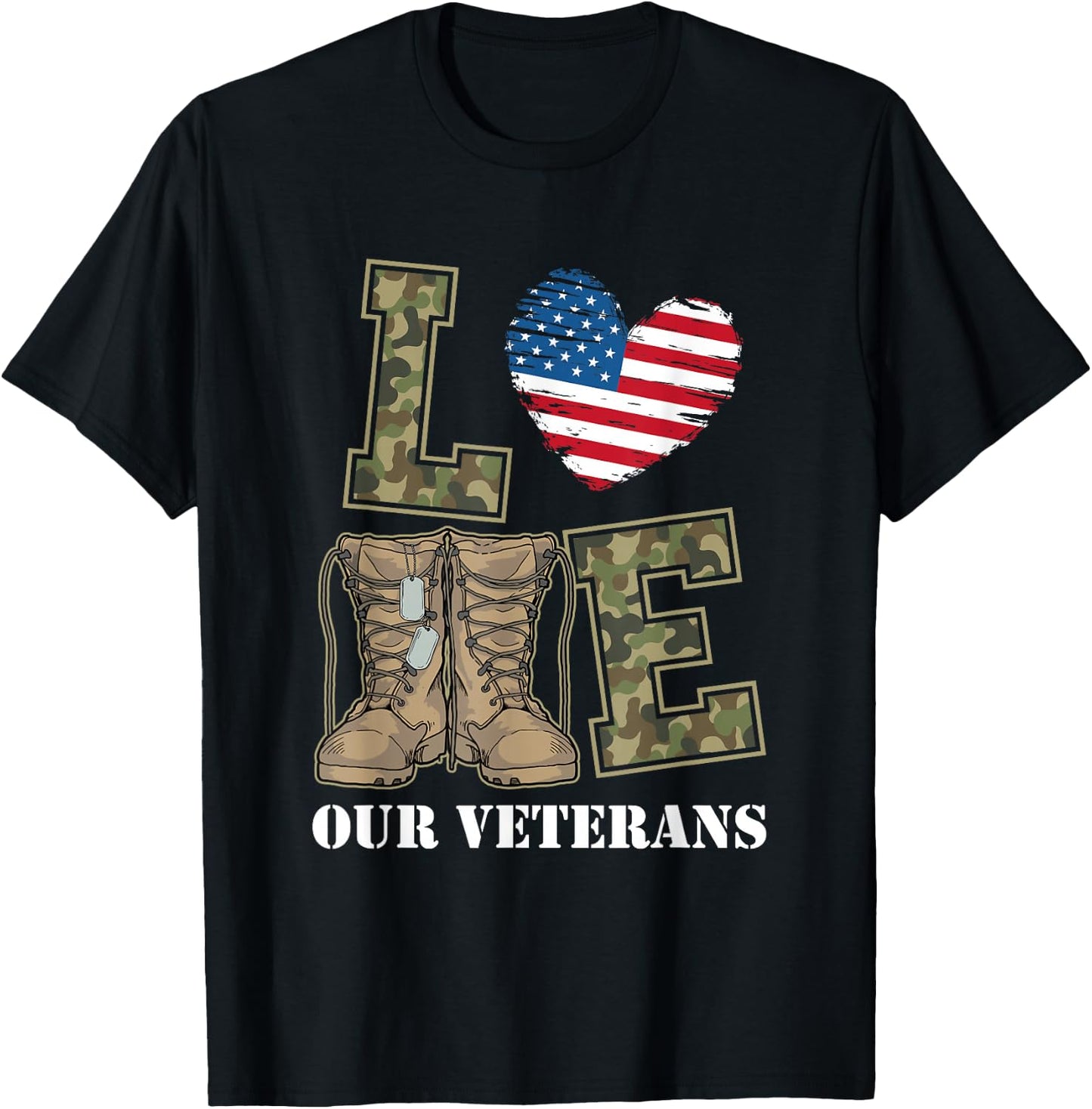 I Love Our American Military Veterans T-Shirt - T-Shirt | Black