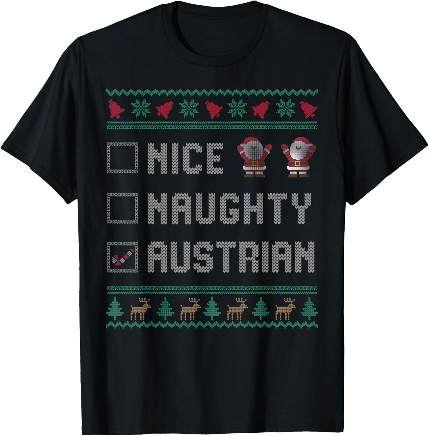 Nice Naughty Austrian Christmas Pajama Matching T-Shirt - T-Shirt | Black