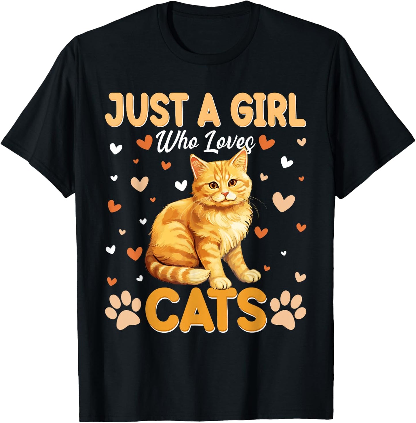 Just A Girl Who Loves Cats Women and Girls T-Shirt - T-Shirt | Black