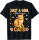 Just A Girl Who Loves Cats Women and Girls T-Shirt - T-Shirt | Black