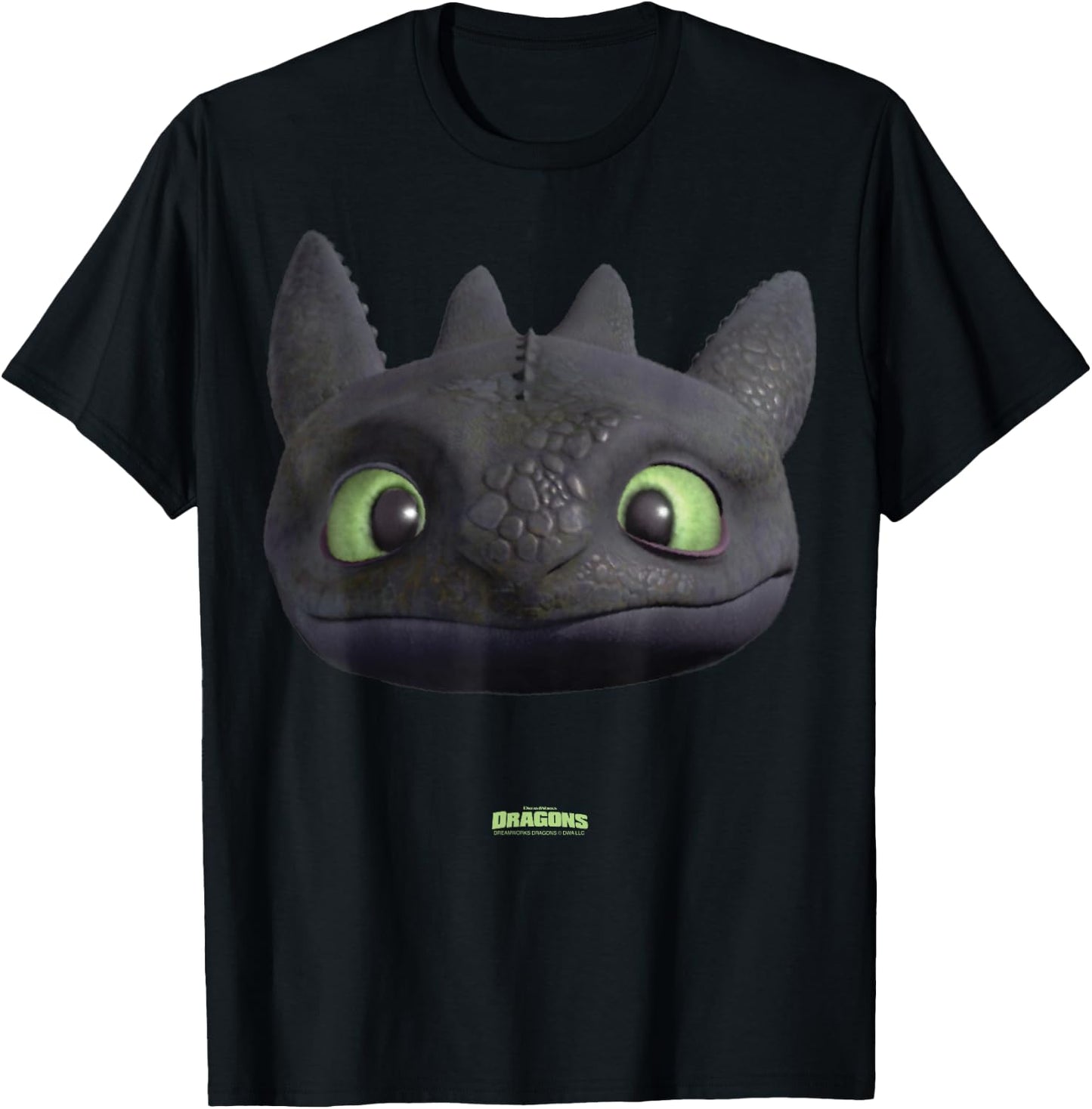DreamWorks Dragons Toothless Night Fury Big Face Costume 3D T-Shirt - T-Shirt | Black