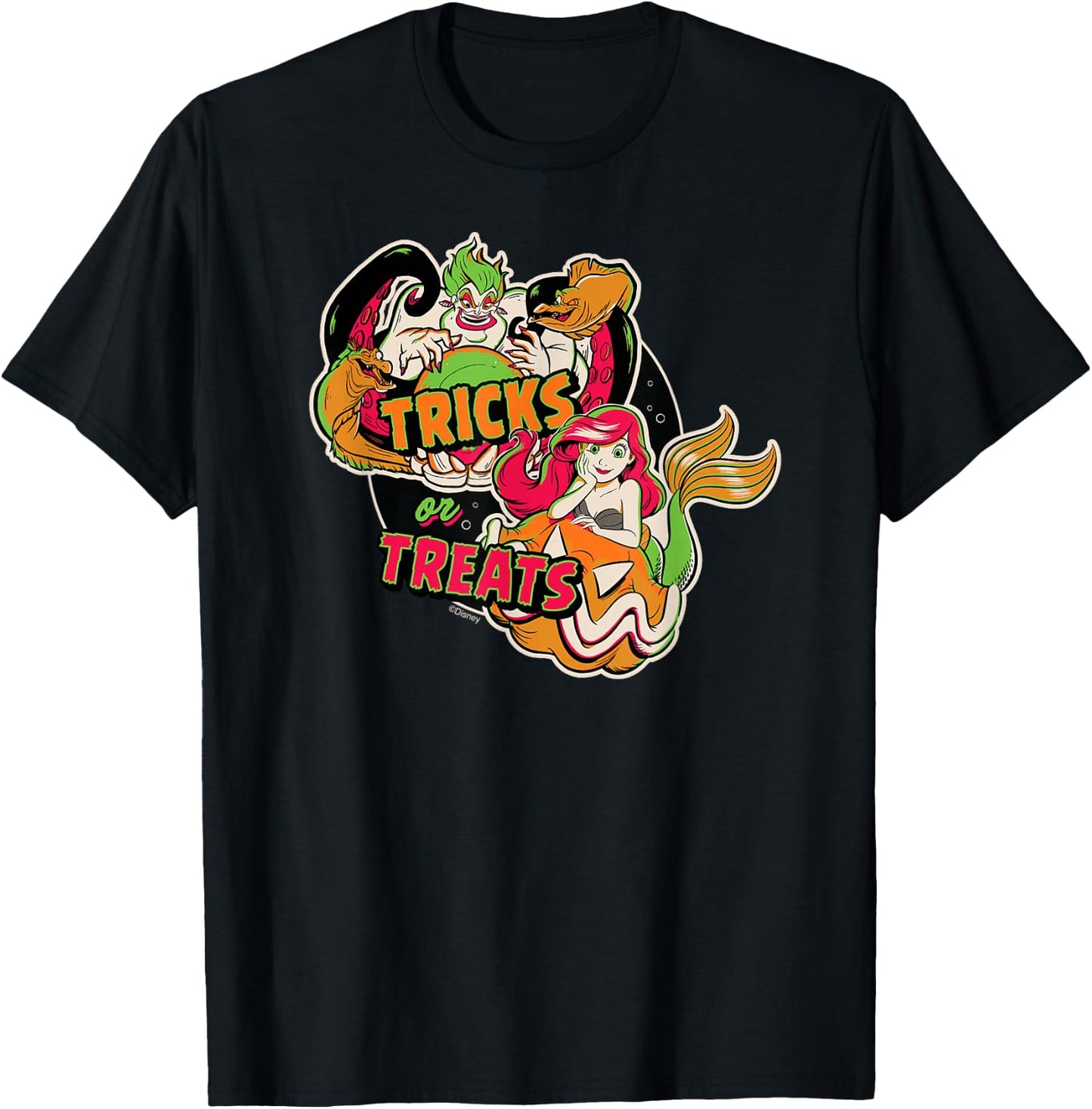 Disney Princess The Little Mermaid Ariel & Ursula Halloween T-Shirt - T-Shirt | Black