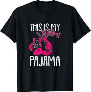 My Fighting Pajama Breast Cancer Awareness Ribbon Warrior T-Shirt - T-Shirt | Black