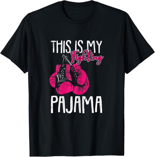 My Fighting Pajama Breast Cancer Awareness Ribbon Warrior T-Shirt - T-Shirt | Black