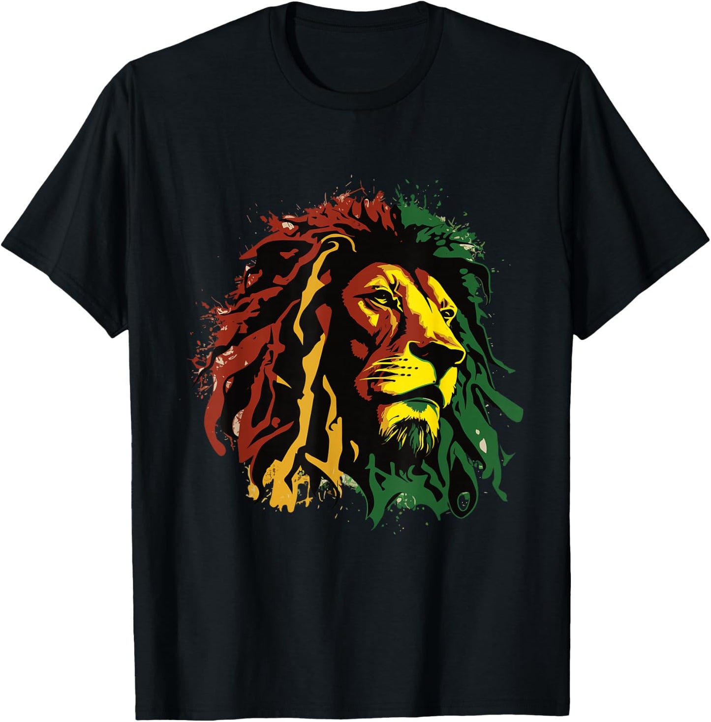 Jamaican Lion Jamaican Rasta Flag Lion of Judah Reggae Music T-Shirt - T-Shirt | Black